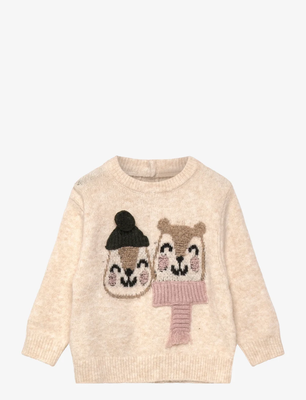 Mango - Knit embroidered sweater - stickade tröjor - light beige - 0