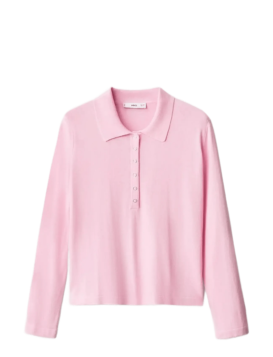Mango - Long-sleeved polo-neck sweater - långärmade toppar - pink - 1