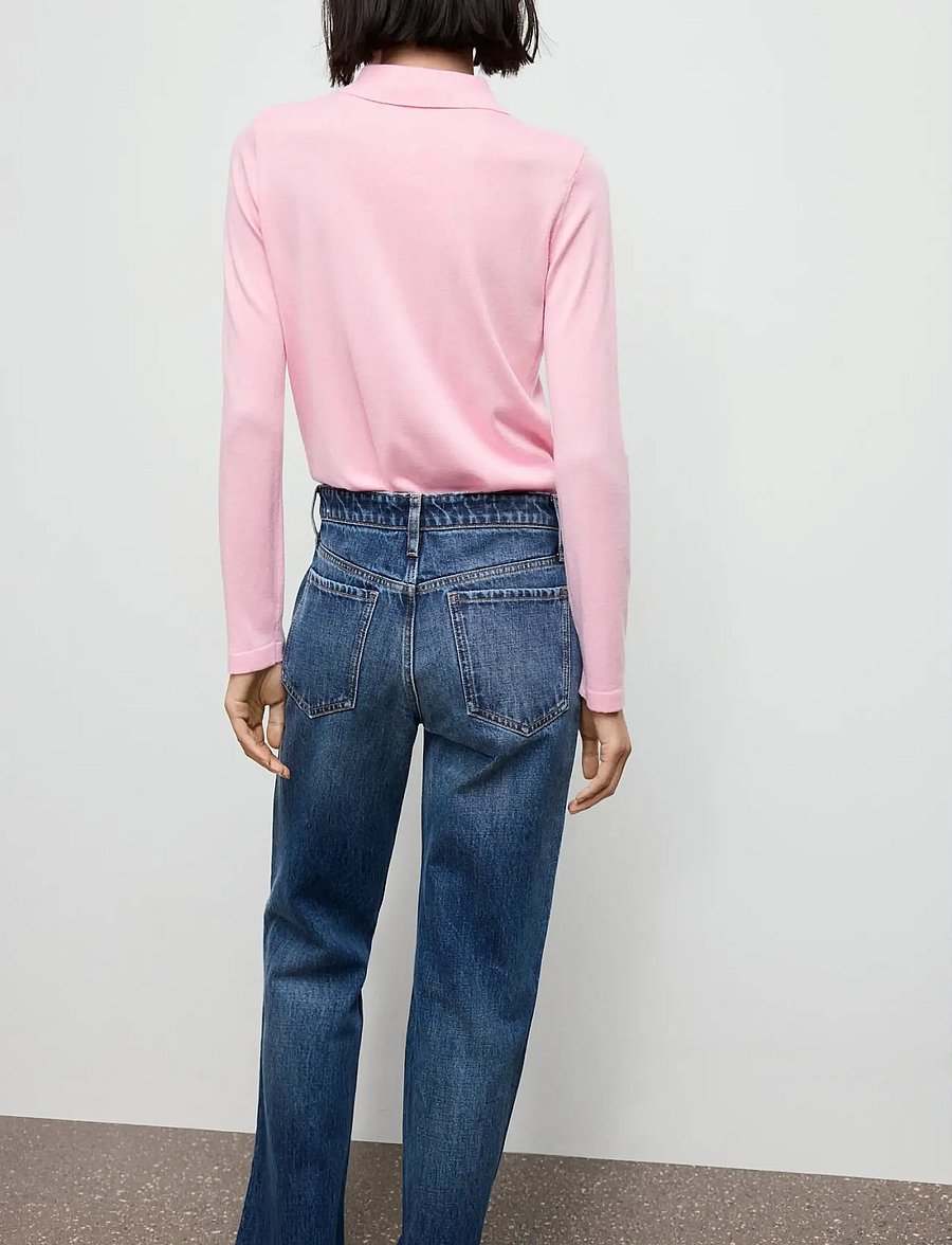 Mango - Long-sleeved polo-neck sweater - långärmade toppar - pink - 2