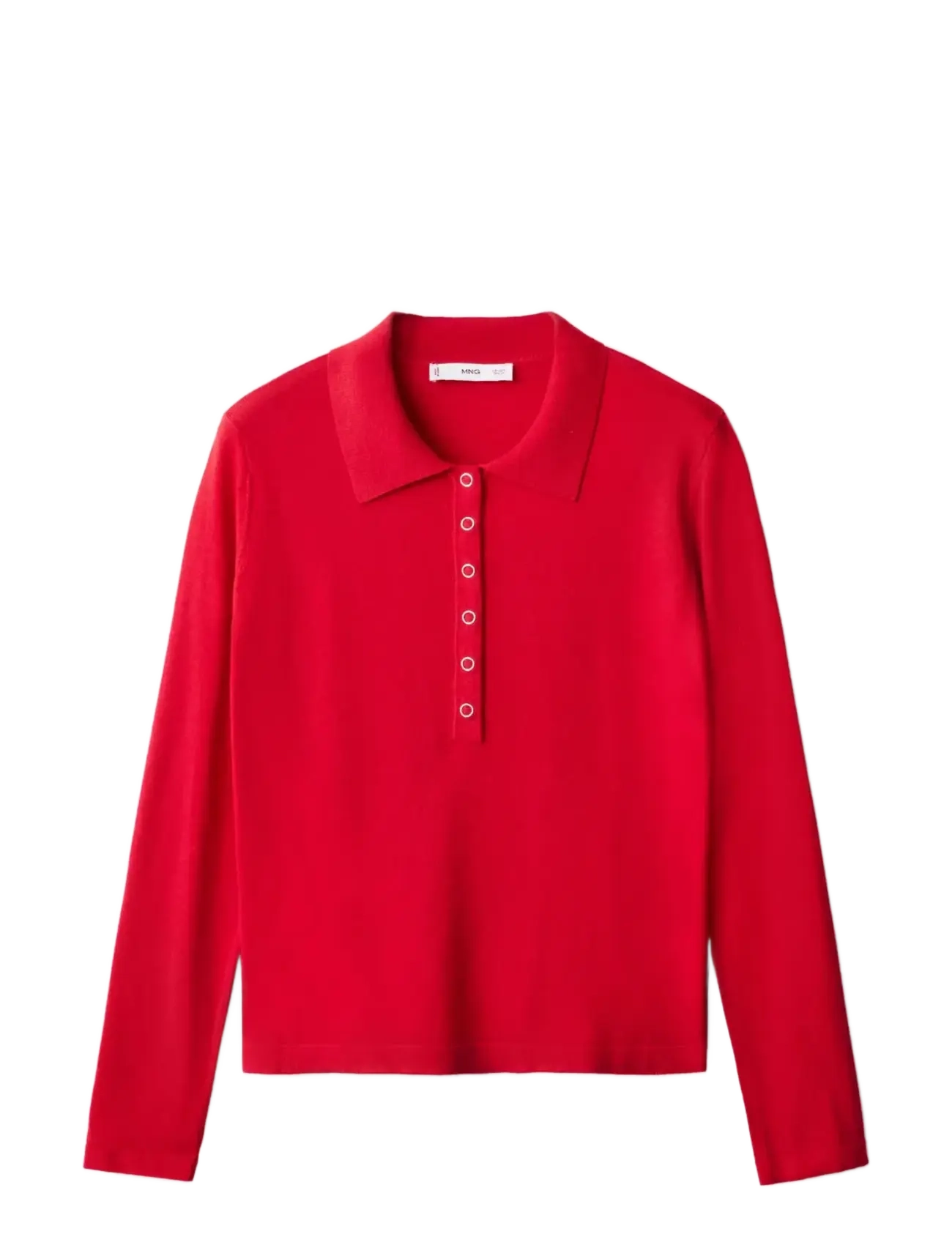 Long-sleeved polo-neck sweater - RED