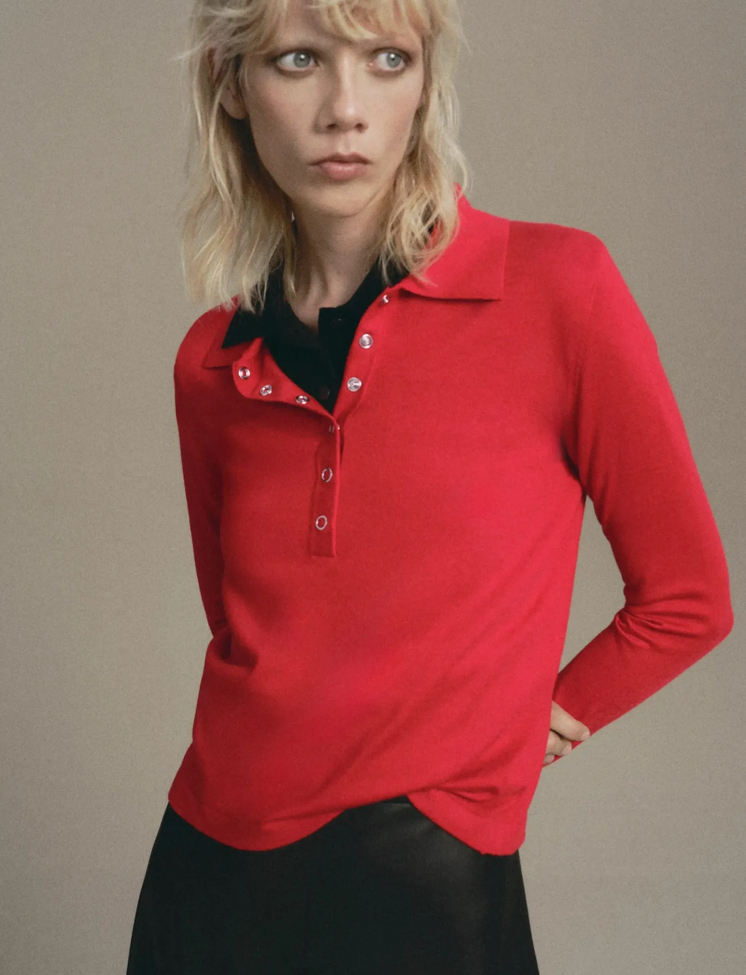 Mango Long-sleeved polo-neck sweater - Langermede topper - RED / red