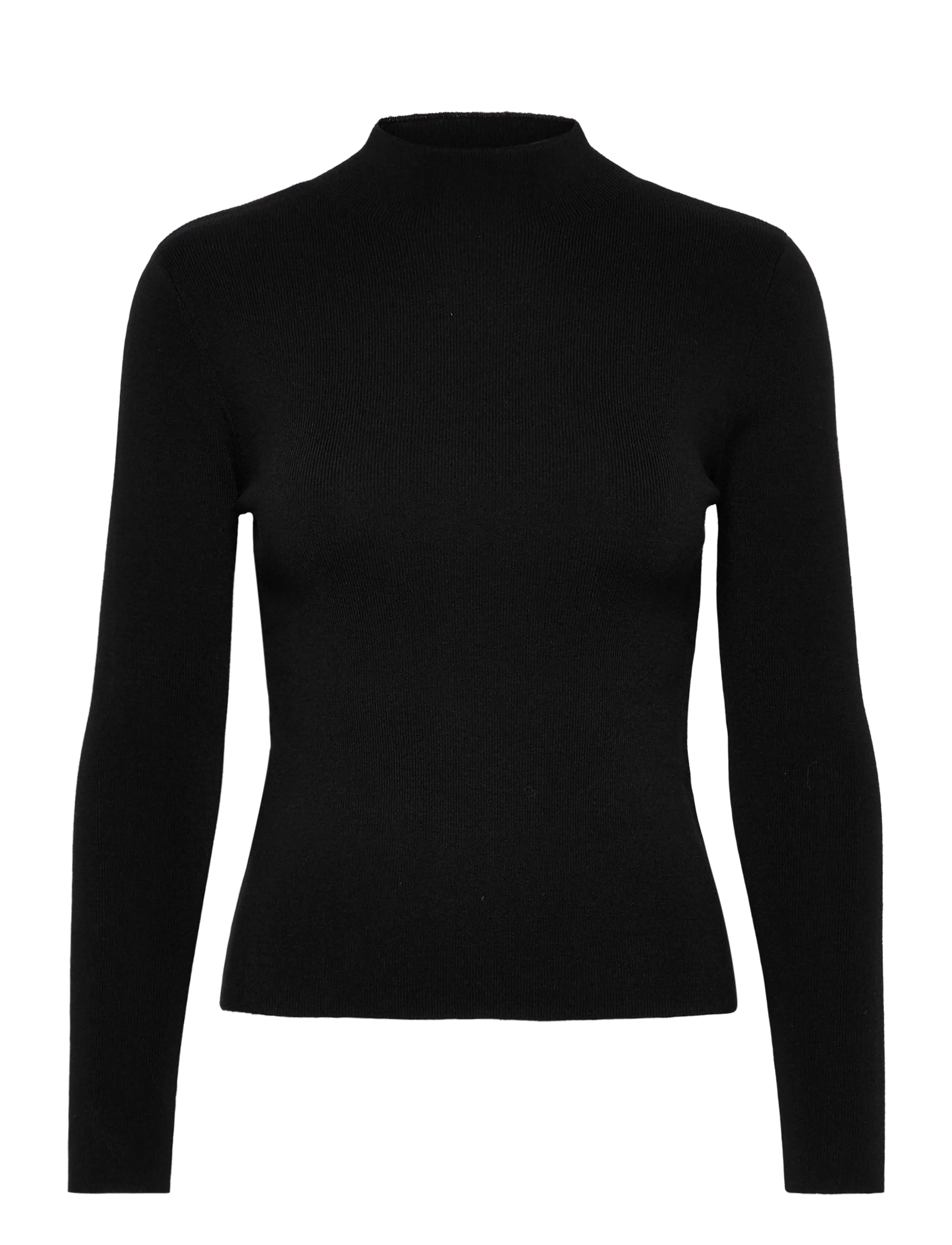 Mango Fitted sweater with perkins neck - Transitional Layering - BLACK / black