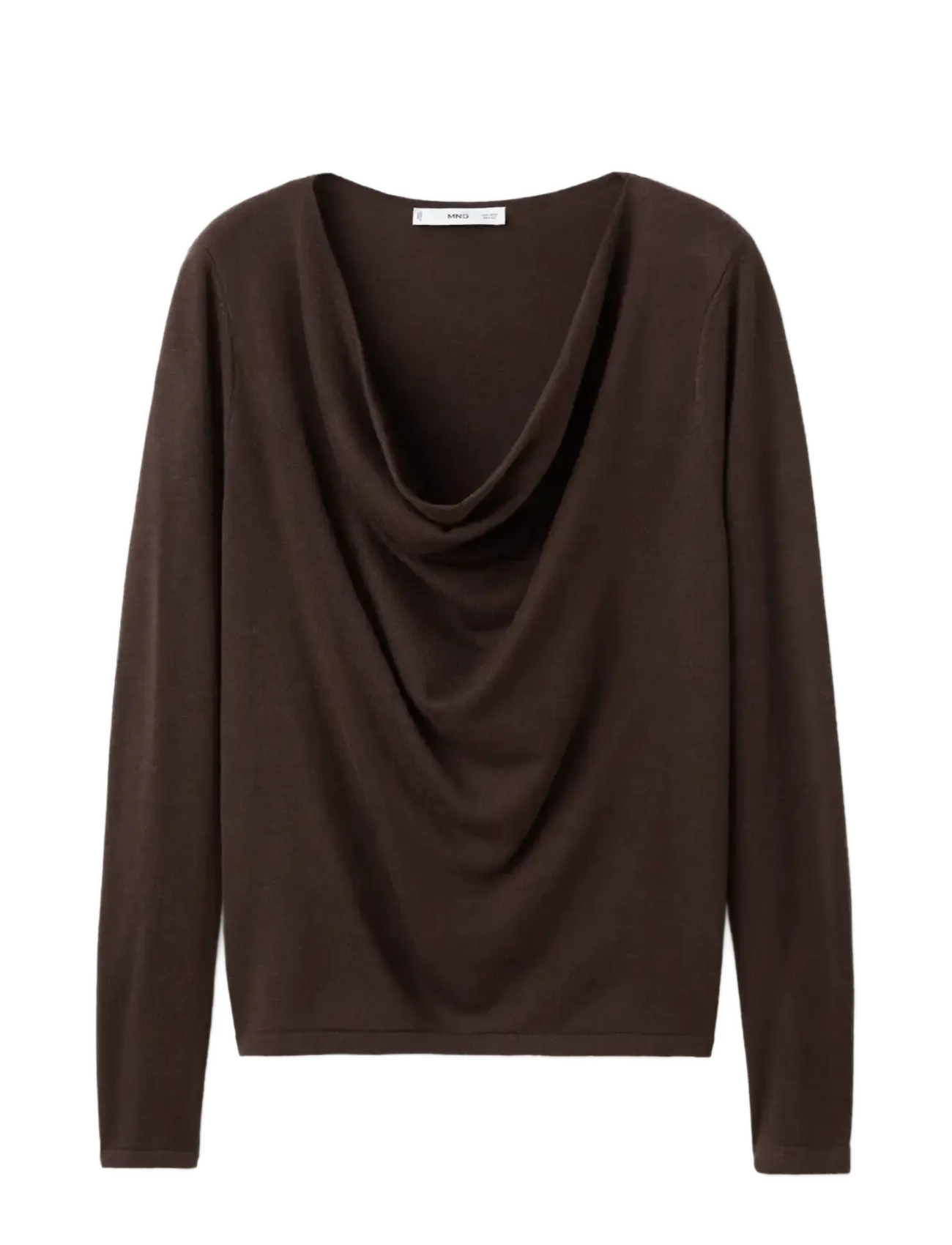 Mango Draped-neck sweater - Blusar & Skjortor - DARK BROWN / brown