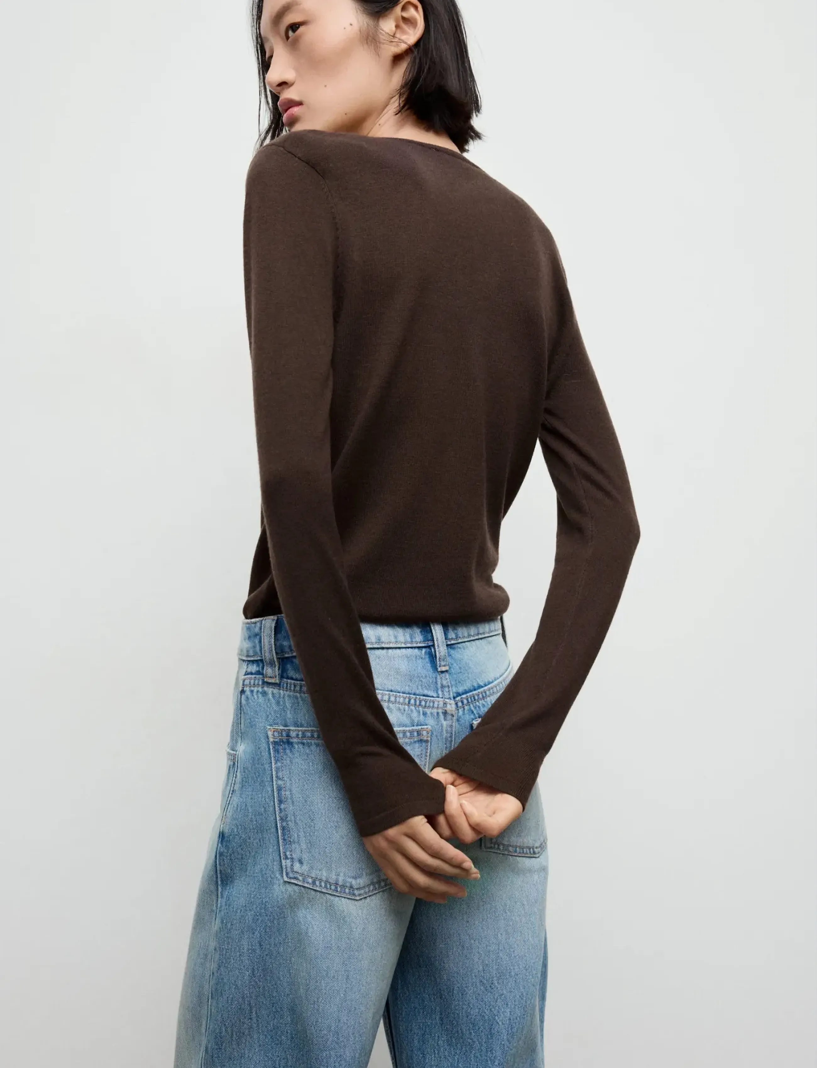 Mango - Draped-neck sweater - långärmade blusar - dark brown - 2