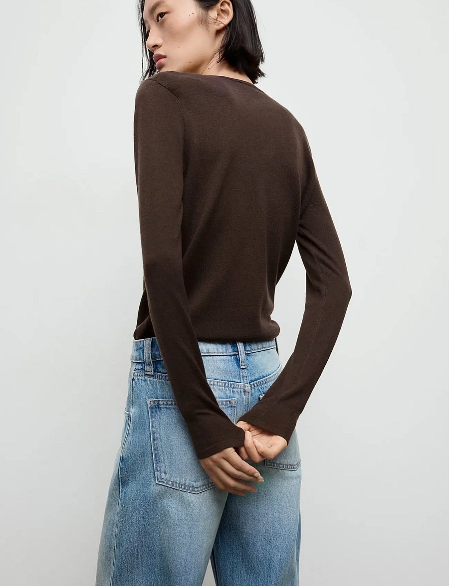 Mango - Draped-neck sweater - langärmelige blusen - dark brown - 2