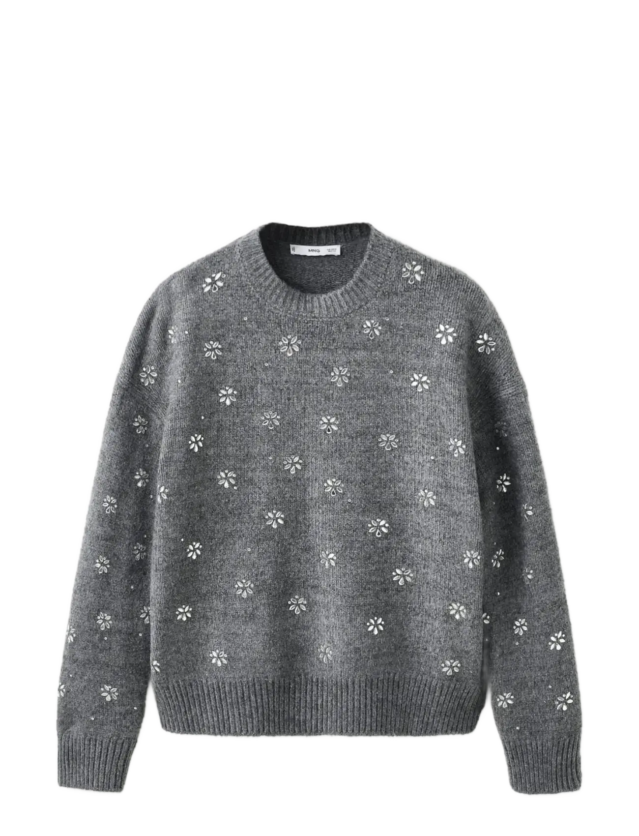 Mango Crystal detail sweatshirt - Strickmode - GREY / grey