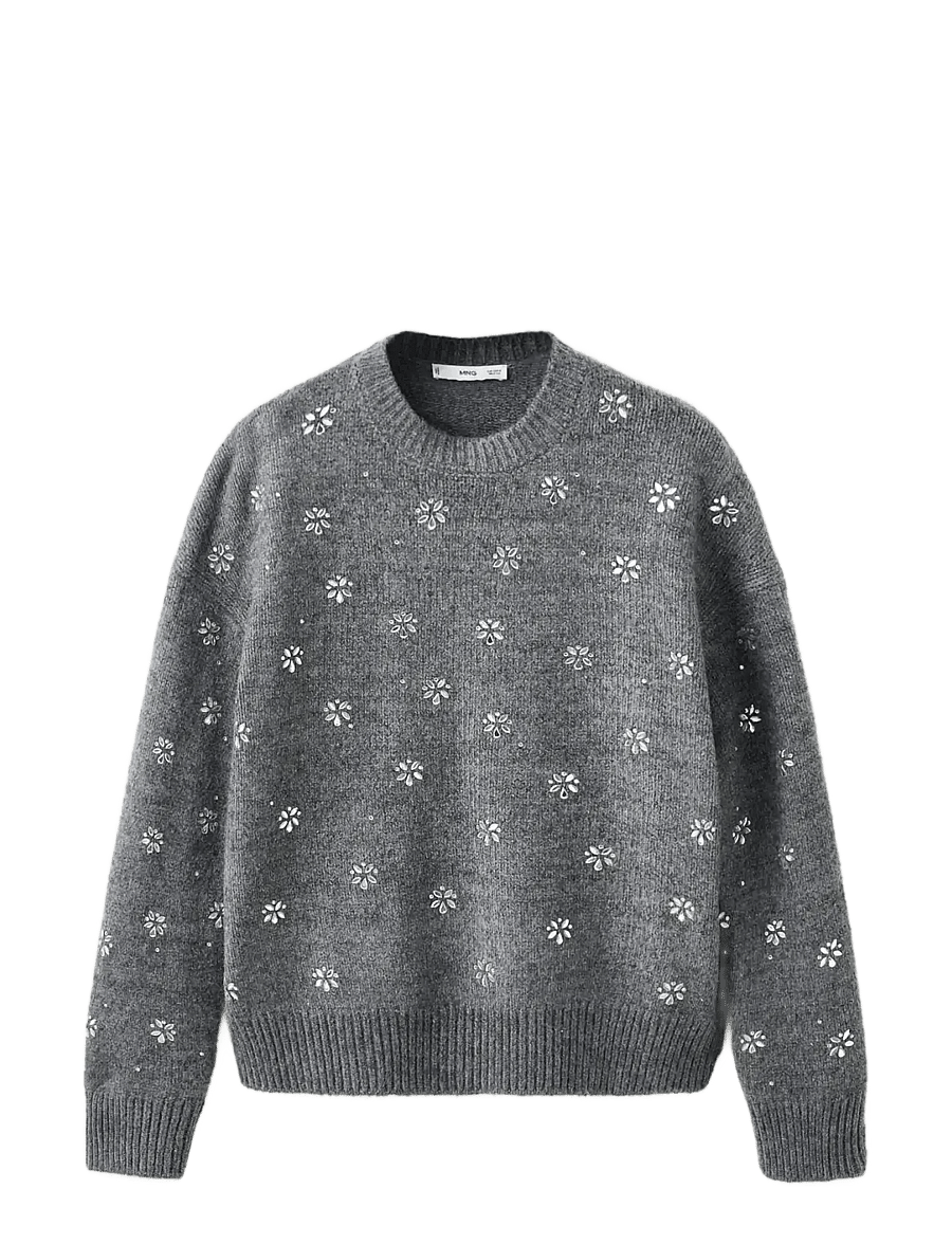 Mango - Crystal detail sweatshirt - striktrøjer - grey - 1