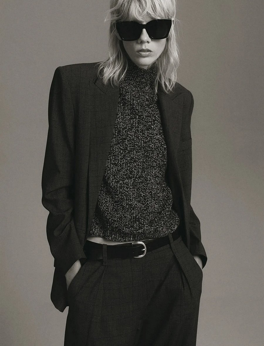 Mango - Speckled perkins-neck sweater - rullekraver - black - 0