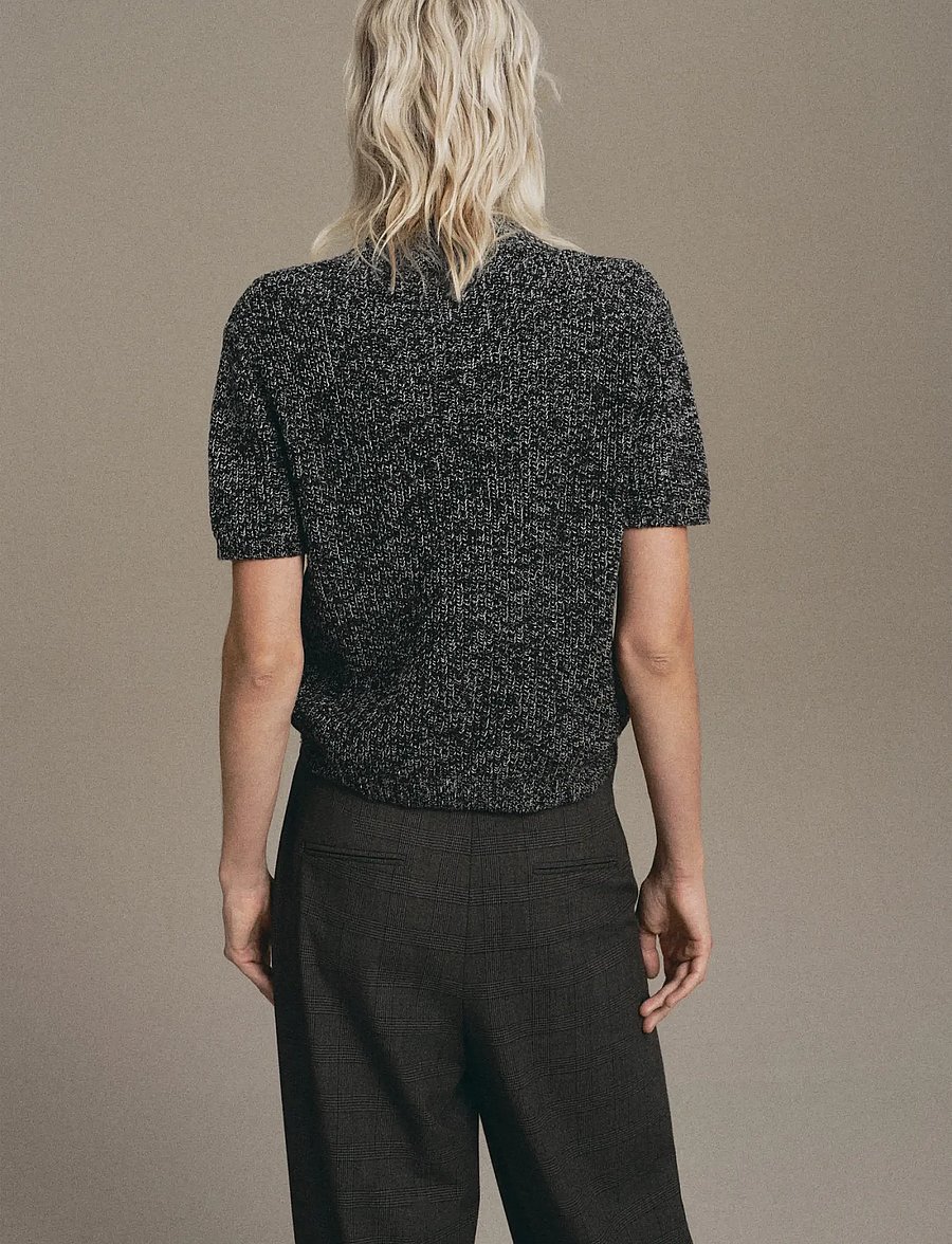 Mango - Speckled perkins-neck sweater - rullekraver - black - 2