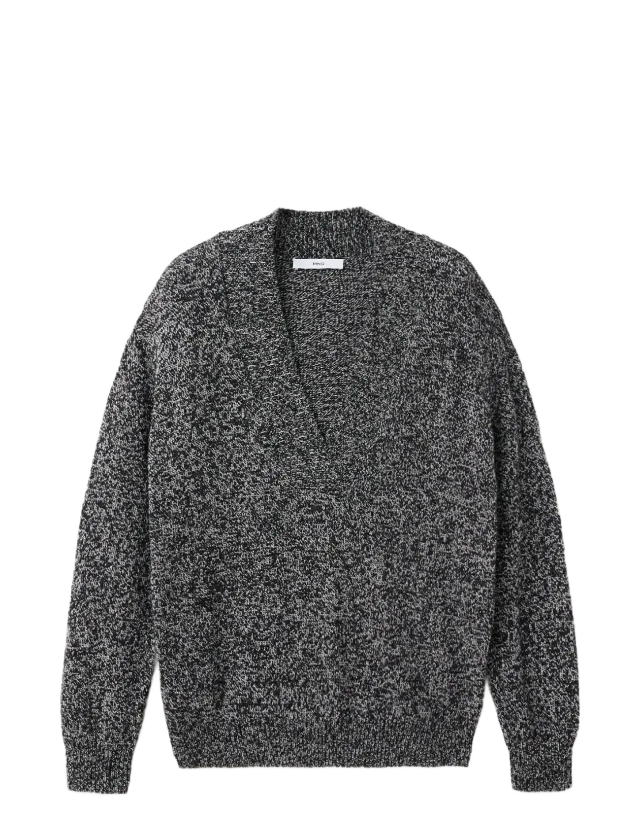 Mango Speckled V-neck sweater - Striktrøjer - BLACK / multi