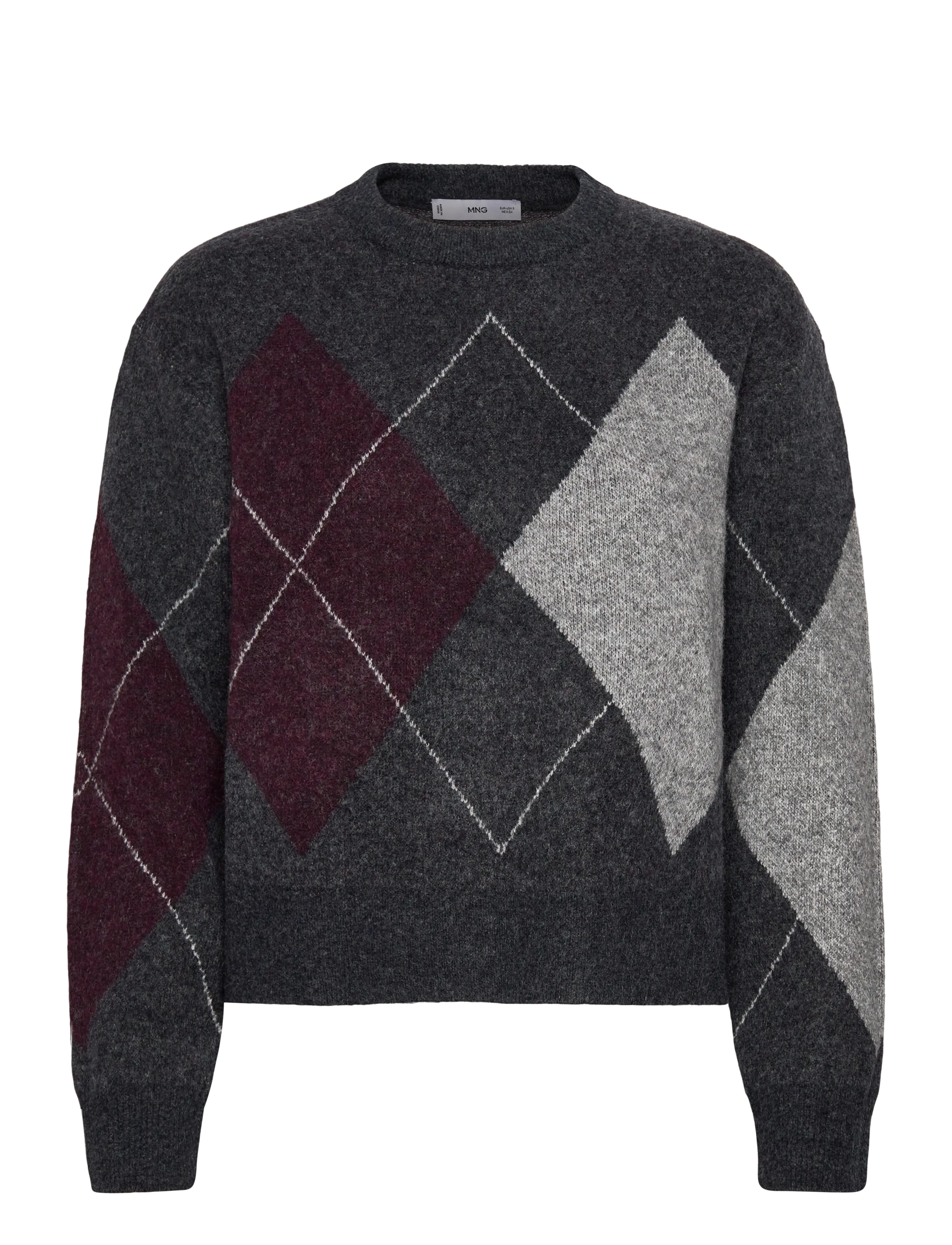 Mango Argyle knit sweater - Julegave - MEDIUM GREY / grey
