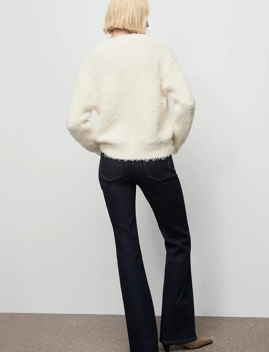 Mango - Faux-fur knitted sweater - stickade tröjor - light beige - 2