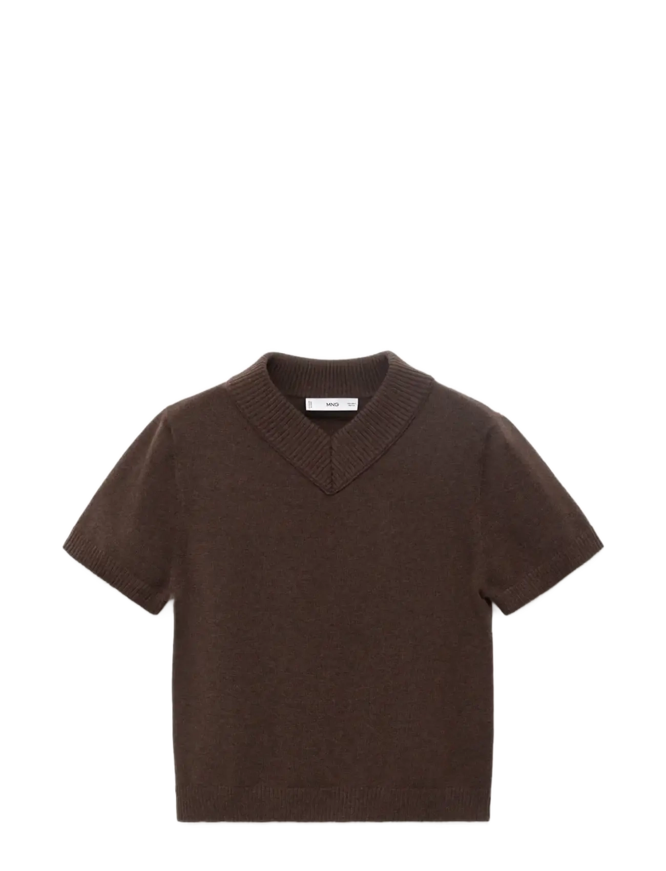 Mango V-neck knit sweater - Mango - DARK BROWN / brown