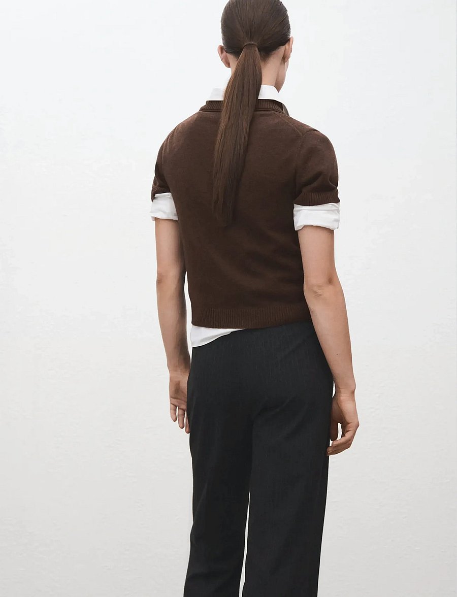 Mango - V-neck knit sweater - t-shirts - dark brown - 2