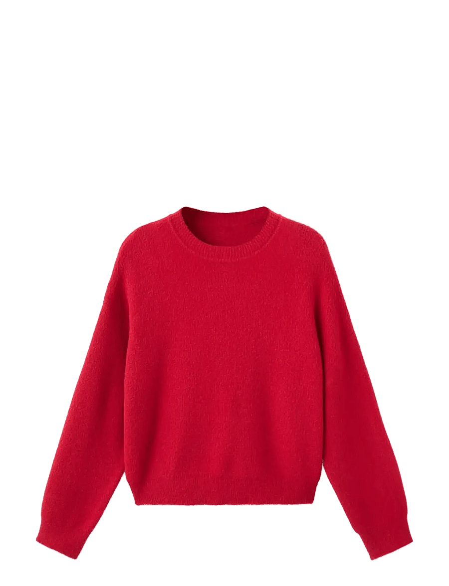 Mango - Round-neck knitted sweater - pullover - red - 1