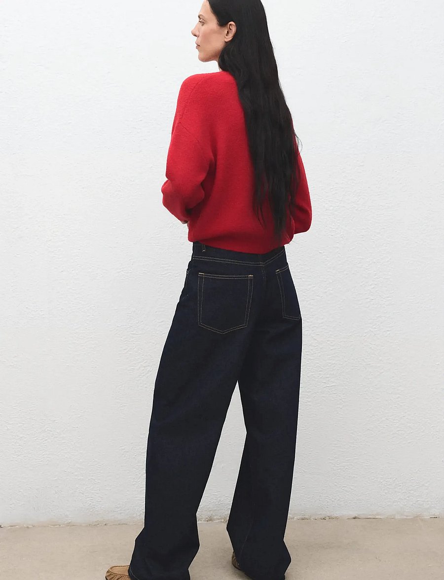 Mango - Round-neck knitted sweater - pullover - red - 2