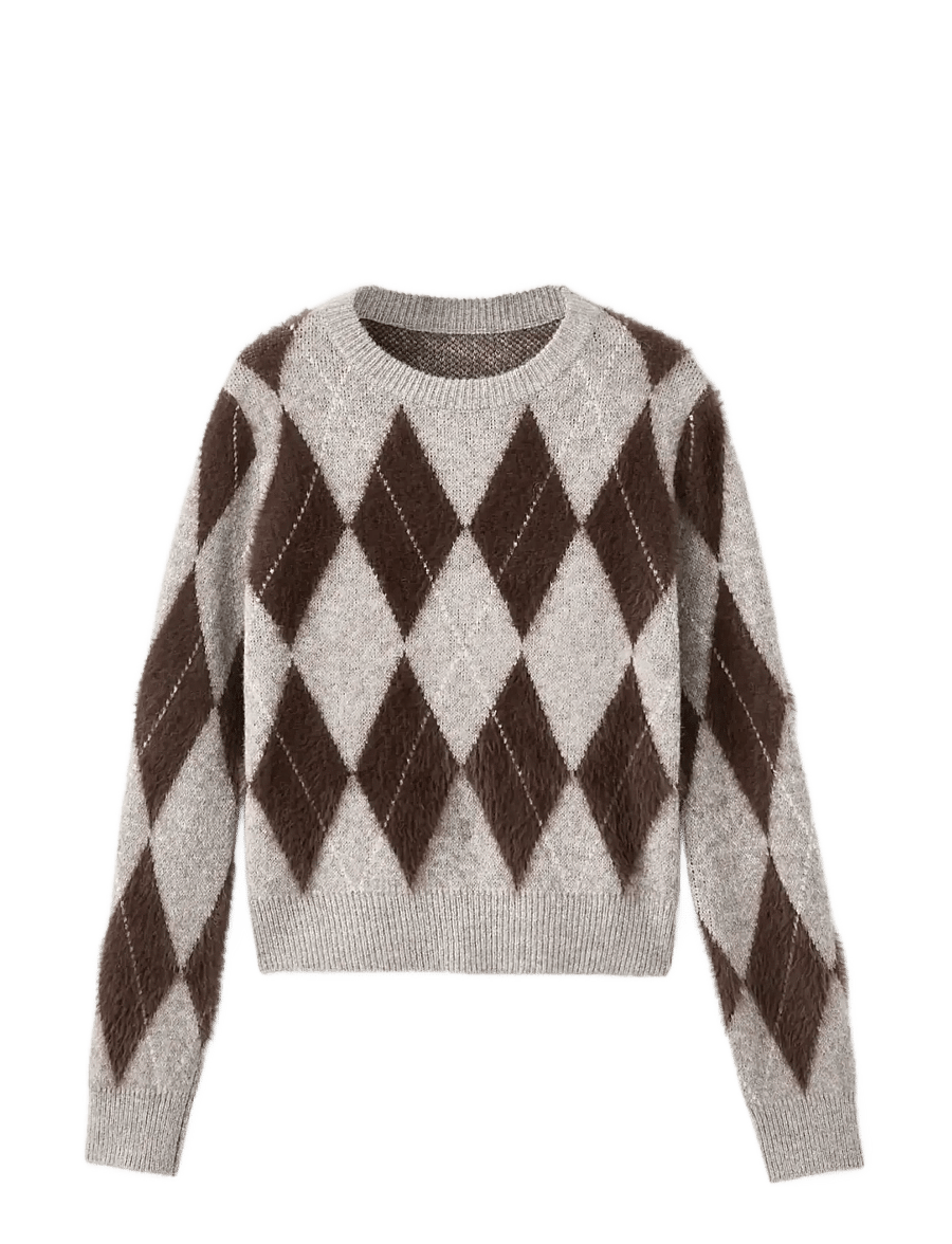 Mango - Argyle knit sweater - striktrøjer - lt pastel grey - 1
