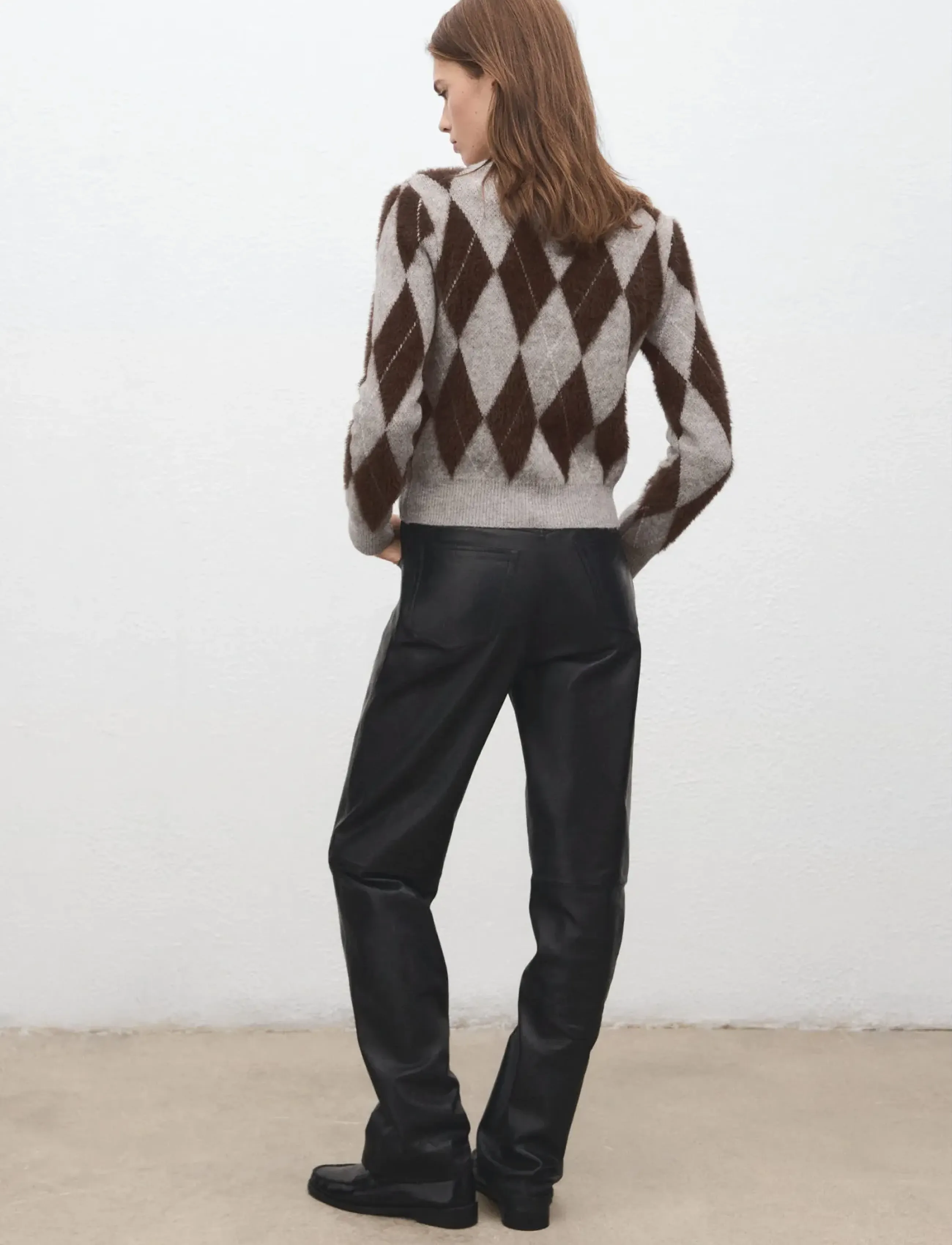 Mango - Argyle knit sweater - lt pastel grey - 2