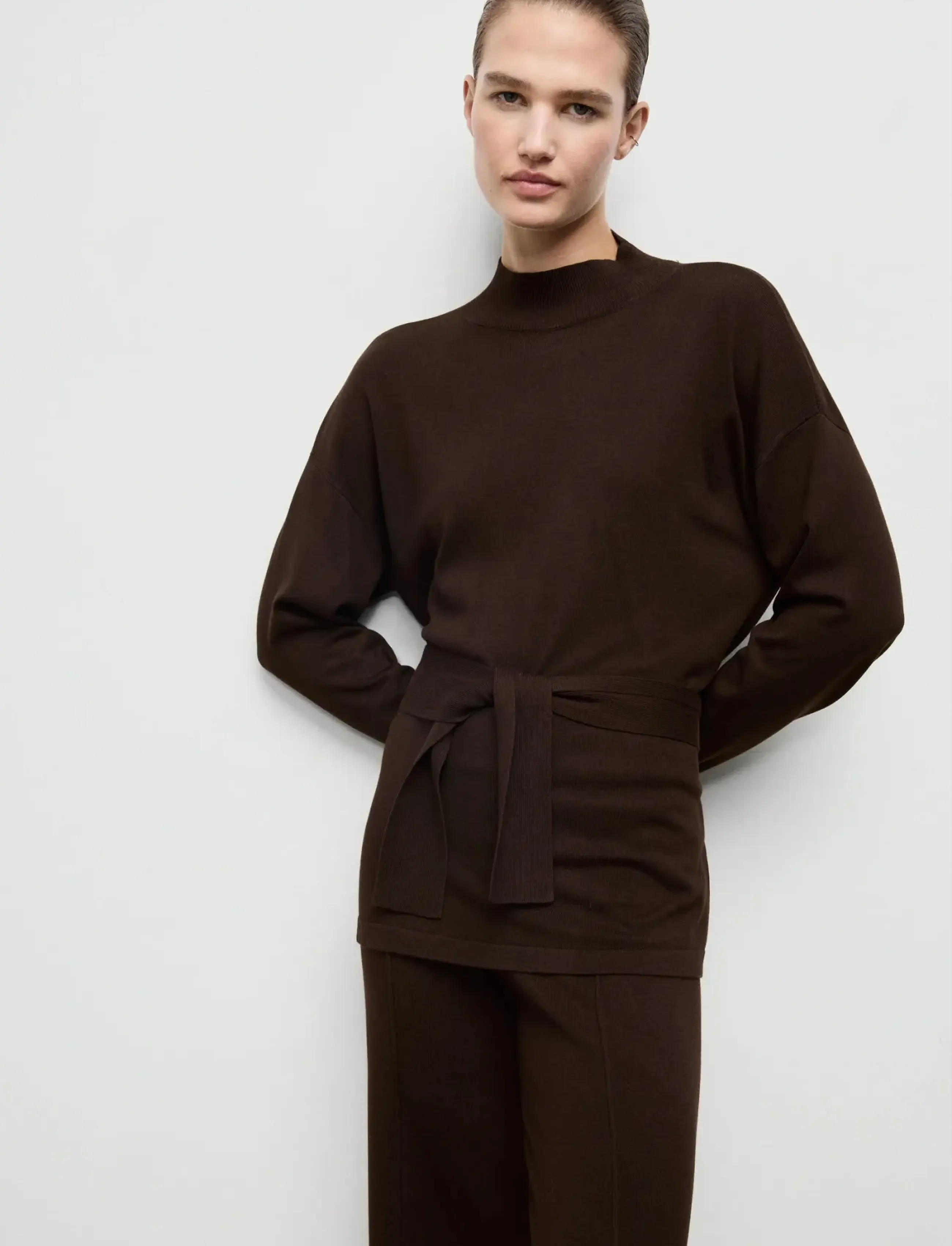 Mango Knot detail sweater - T-shirts & Toppe - DARK BROWN / brown