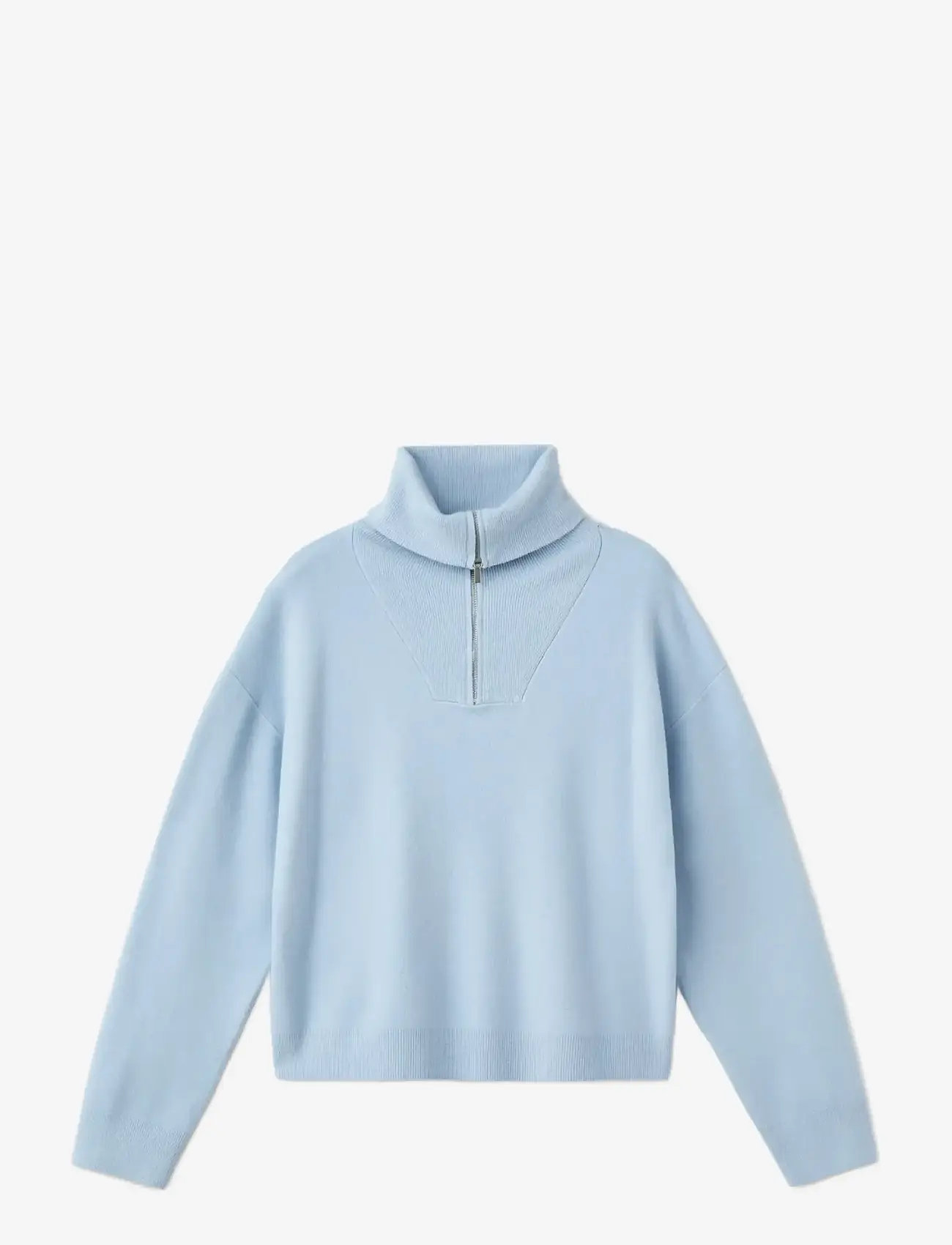 Mango - Turtleneck sweater with zip - efterårstøj - lt-pastel blue - 1