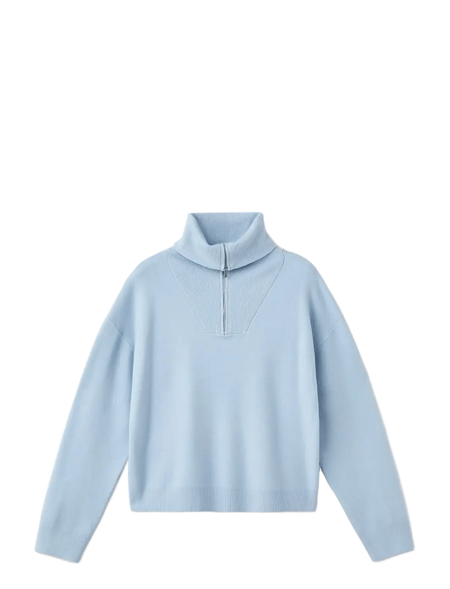 Mango - Turtleneck sweater with zip - stickade tröjor - lt-pastel blue - 1
