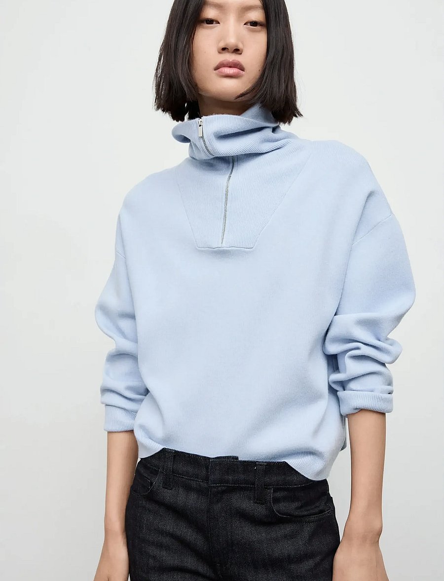 Mango - Turtleneck sweater with zip - stickade tröjor - lt-pastel blue - 0