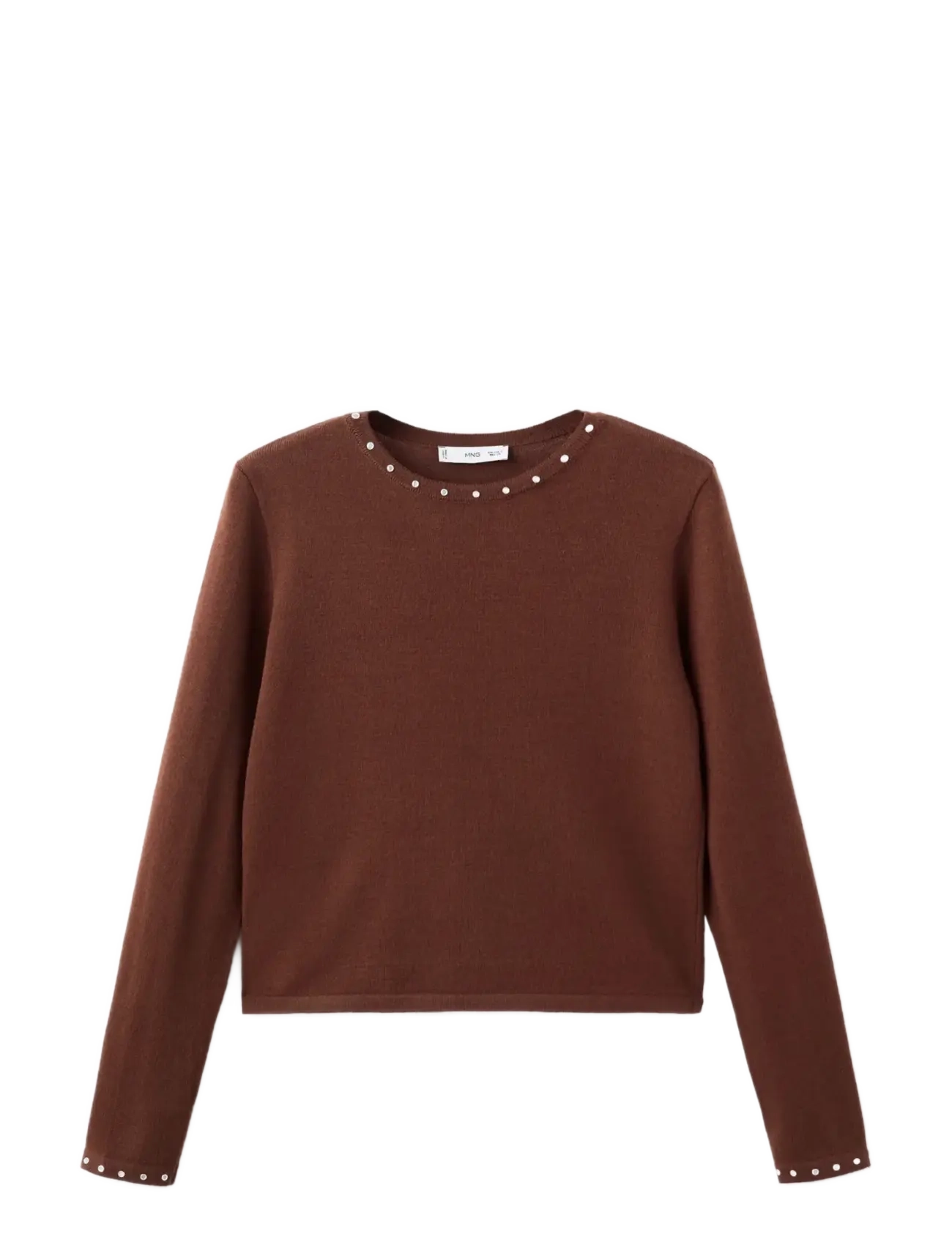 MANGO Studded Strick Pullover Braun - S - Damen