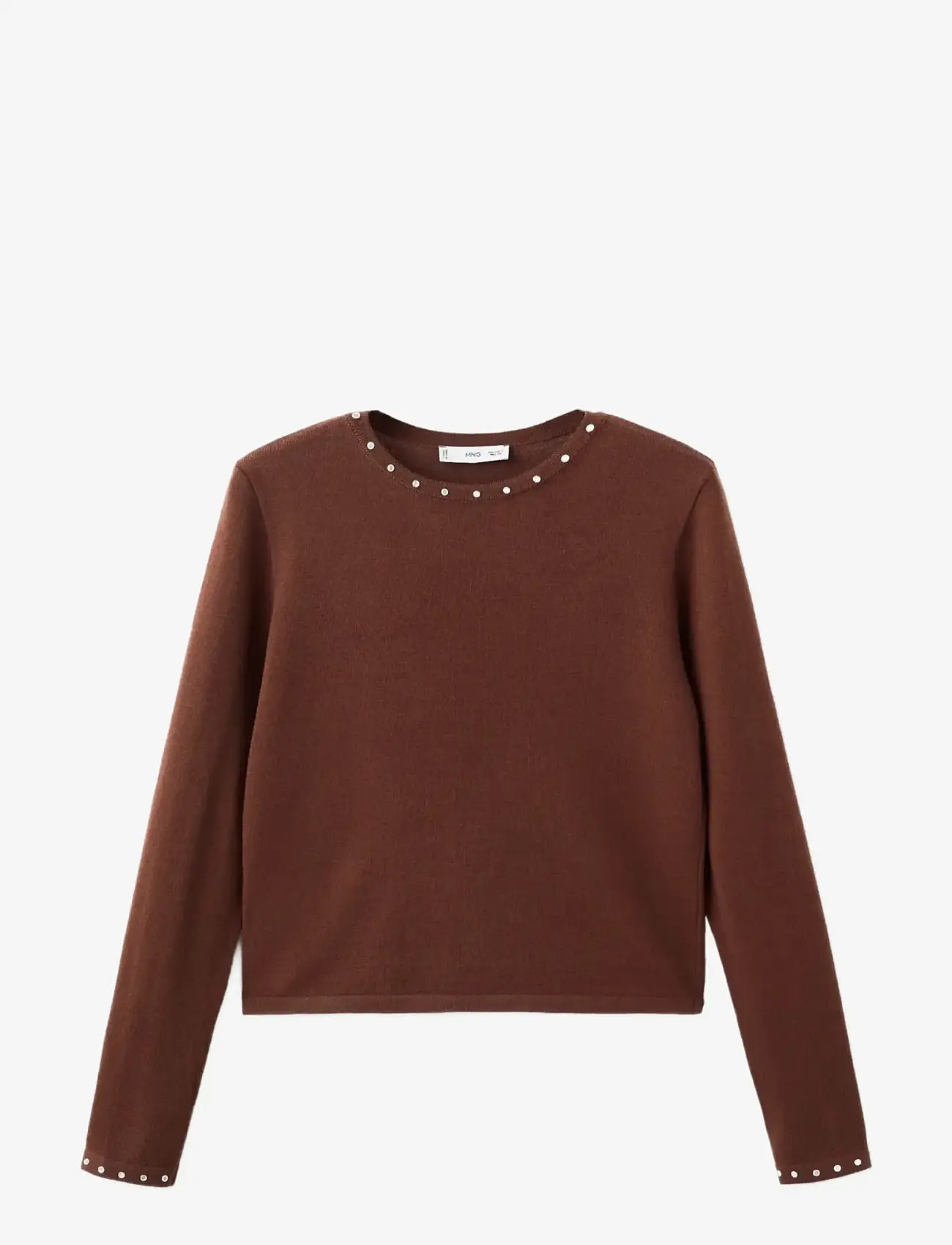 Mango - Studded knitted sweater - efterårstøj - brown - 0