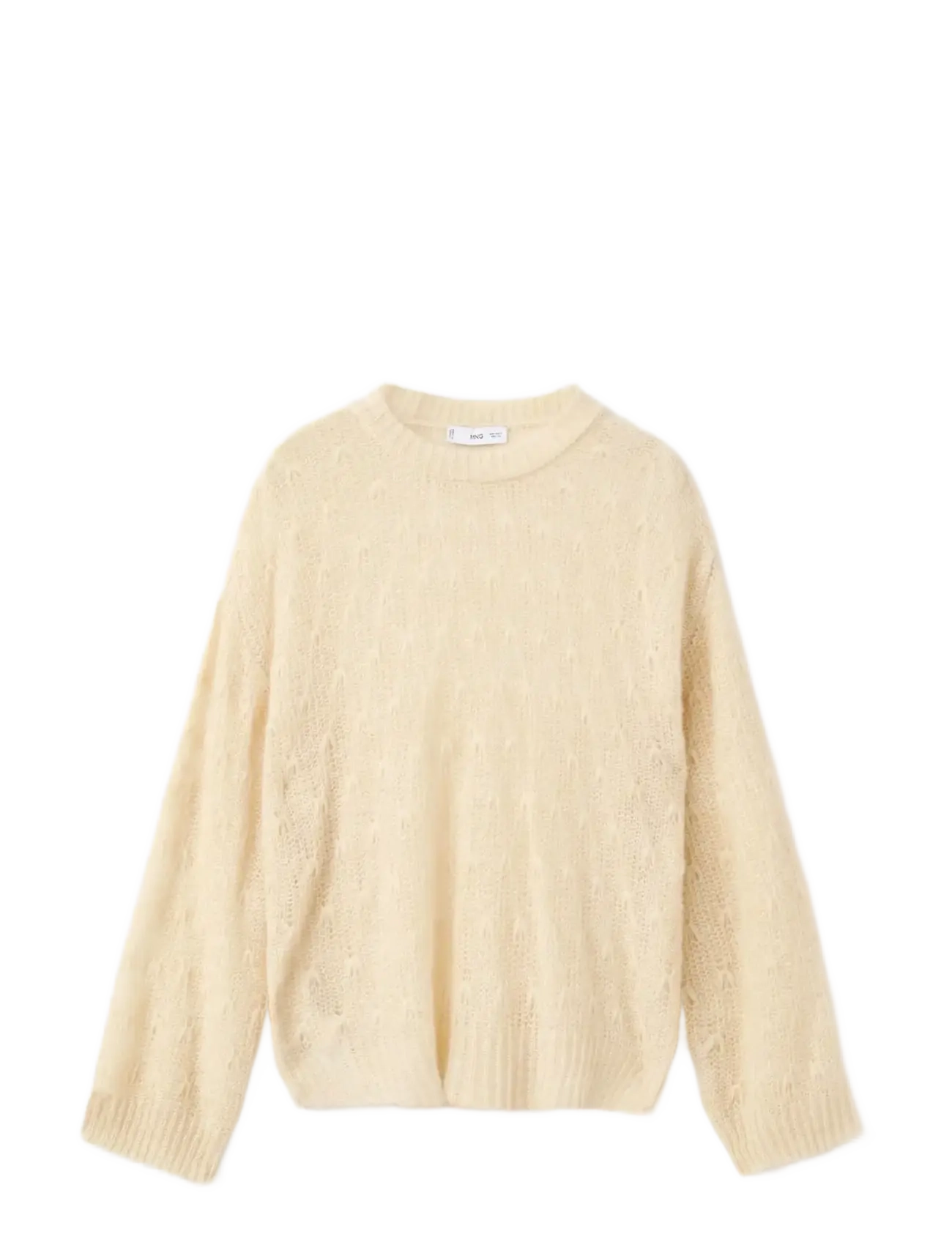 Mango Openwork knit sweater - Tøj - LIGHT BEIGE / cream