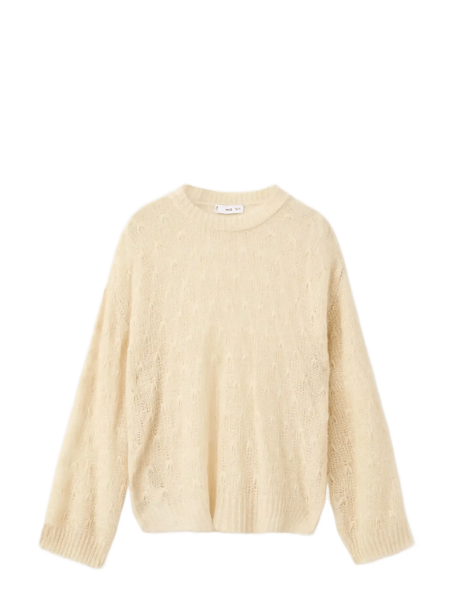 Mango - Openwork knit sweater - striktrøjer - light beige - 1