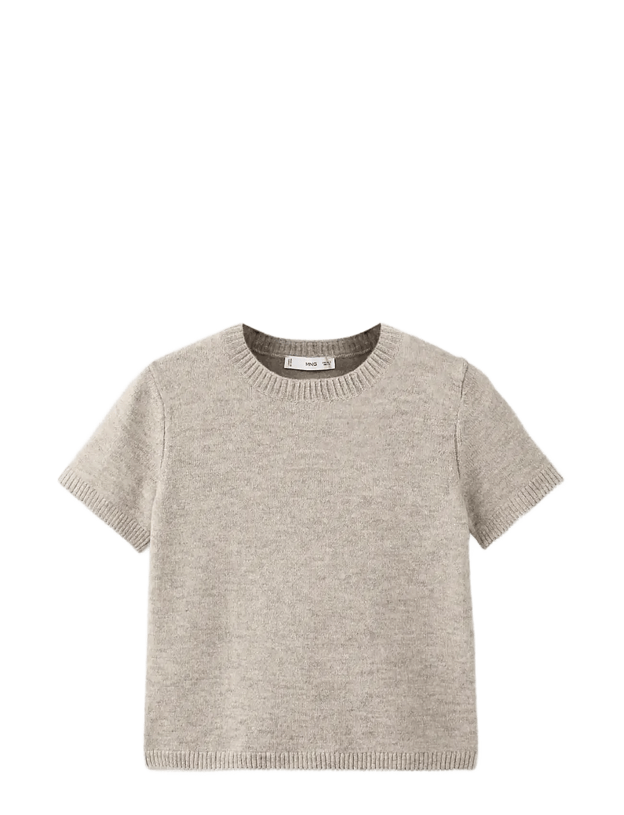 Mango - Short-sleeved knitted sweater - striktrøjer - lt pastel grey - 1