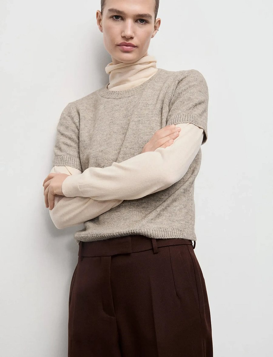 Mango - Short-sleeved knitted sweater - striktrøjer - lt pastel grey - 0