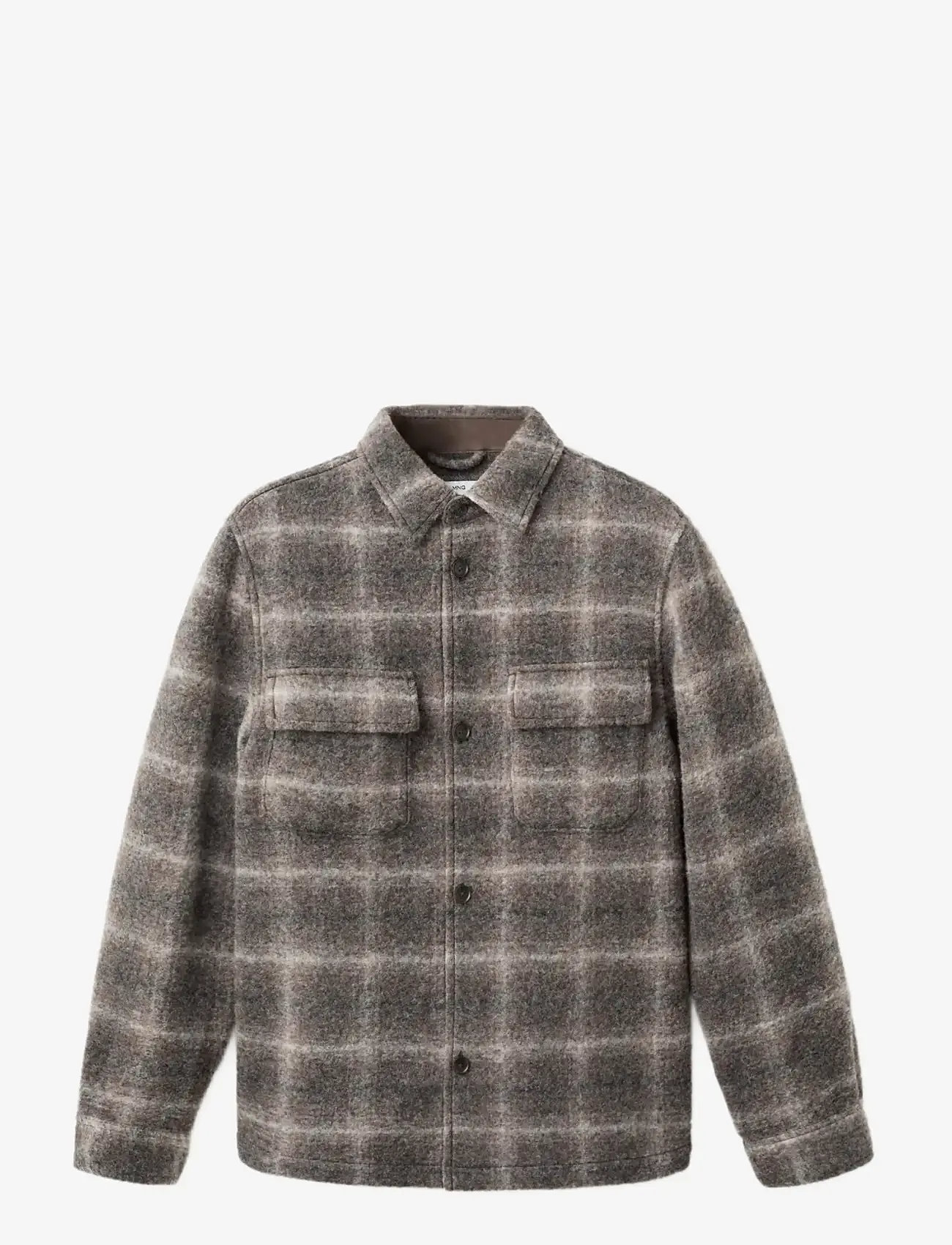 Mango - Check wool-blend overshirt - efterårstøj - brown - 0