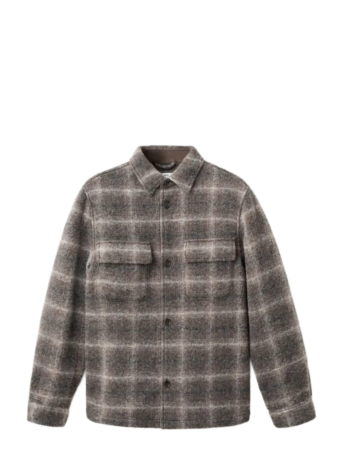 Check wool-blend overshirt - BROWN