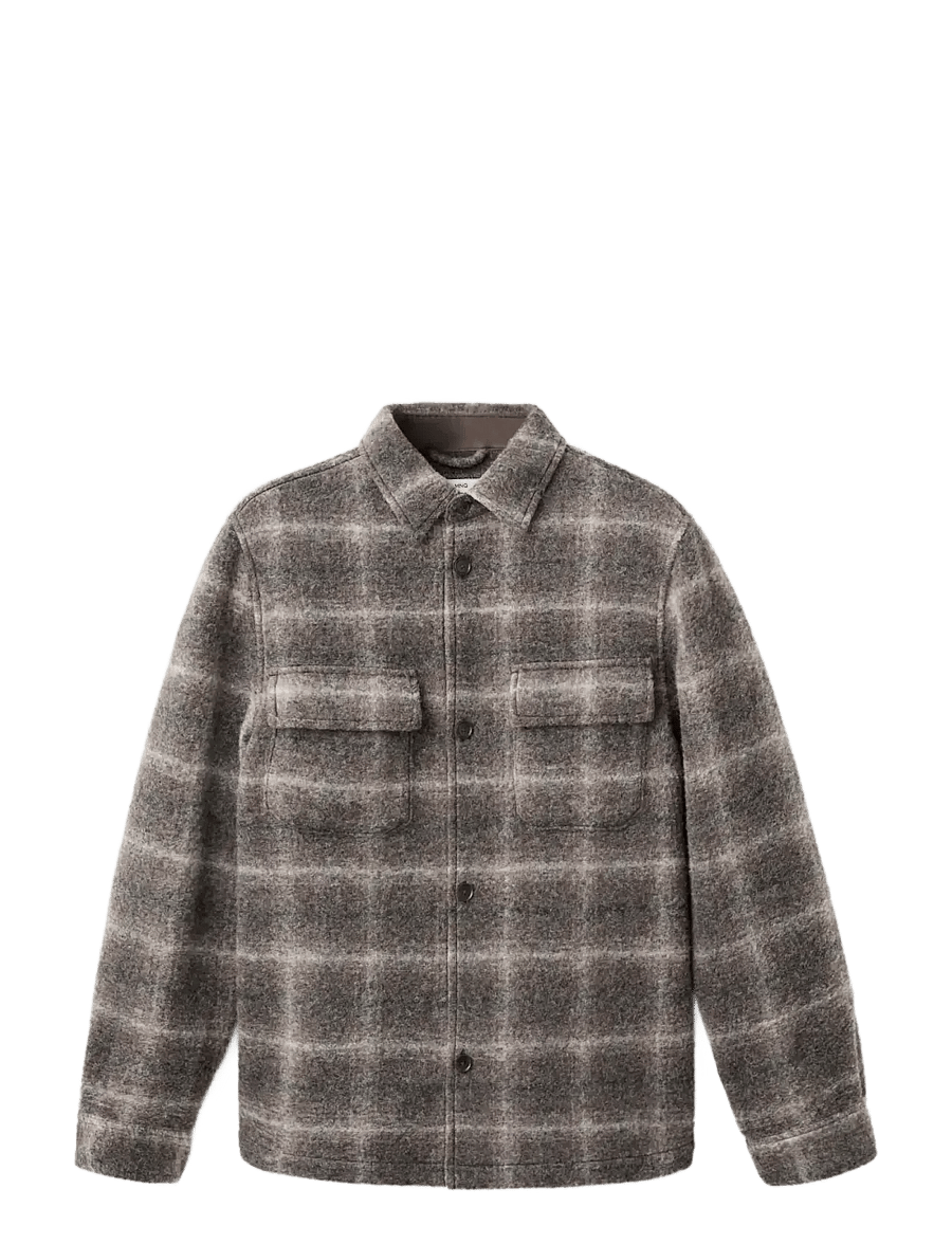 Mango - Check wool-blend overshirt - kollektioner - brown - 1