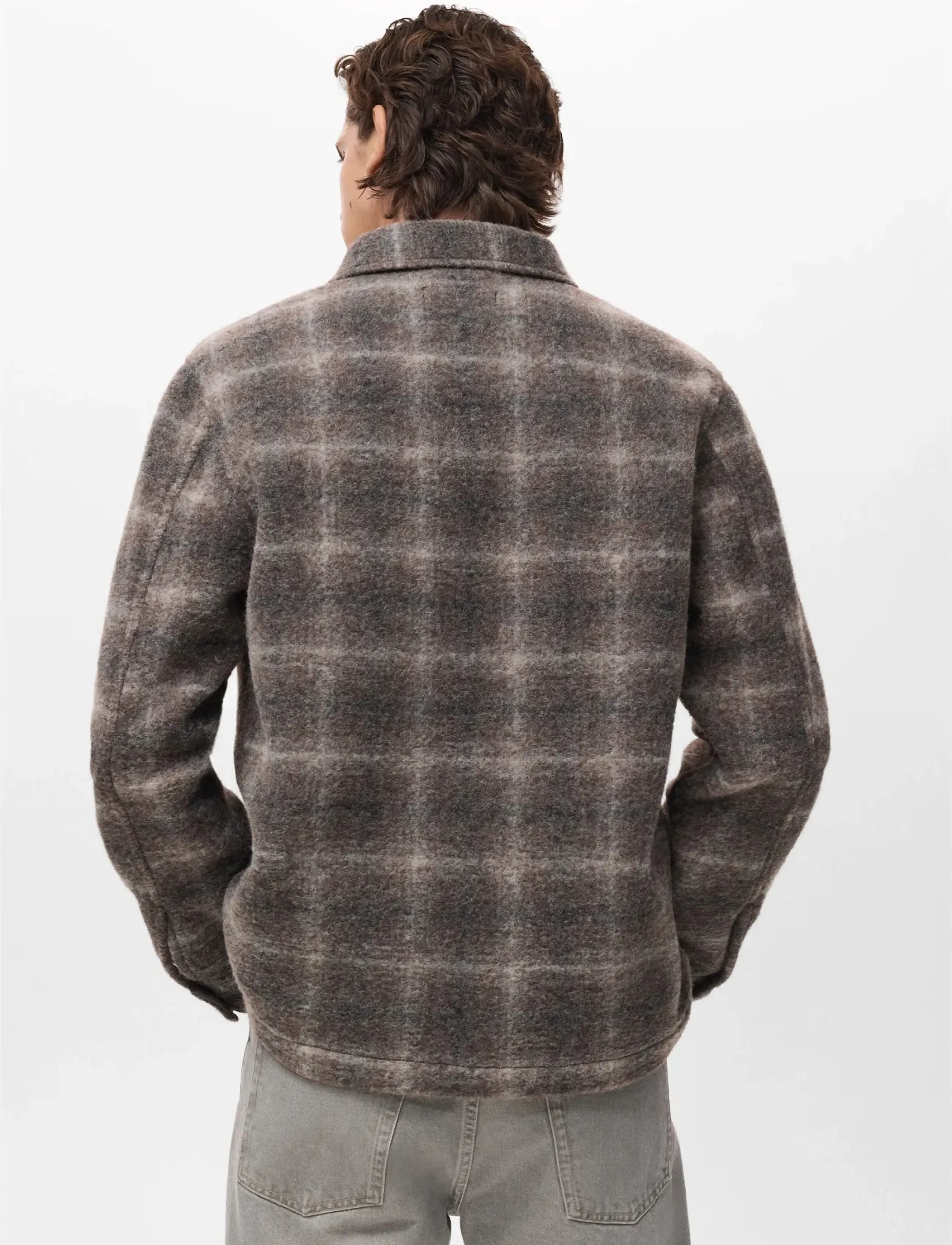 Mango - Check wool-blend overshirt - mænd - brown - 2