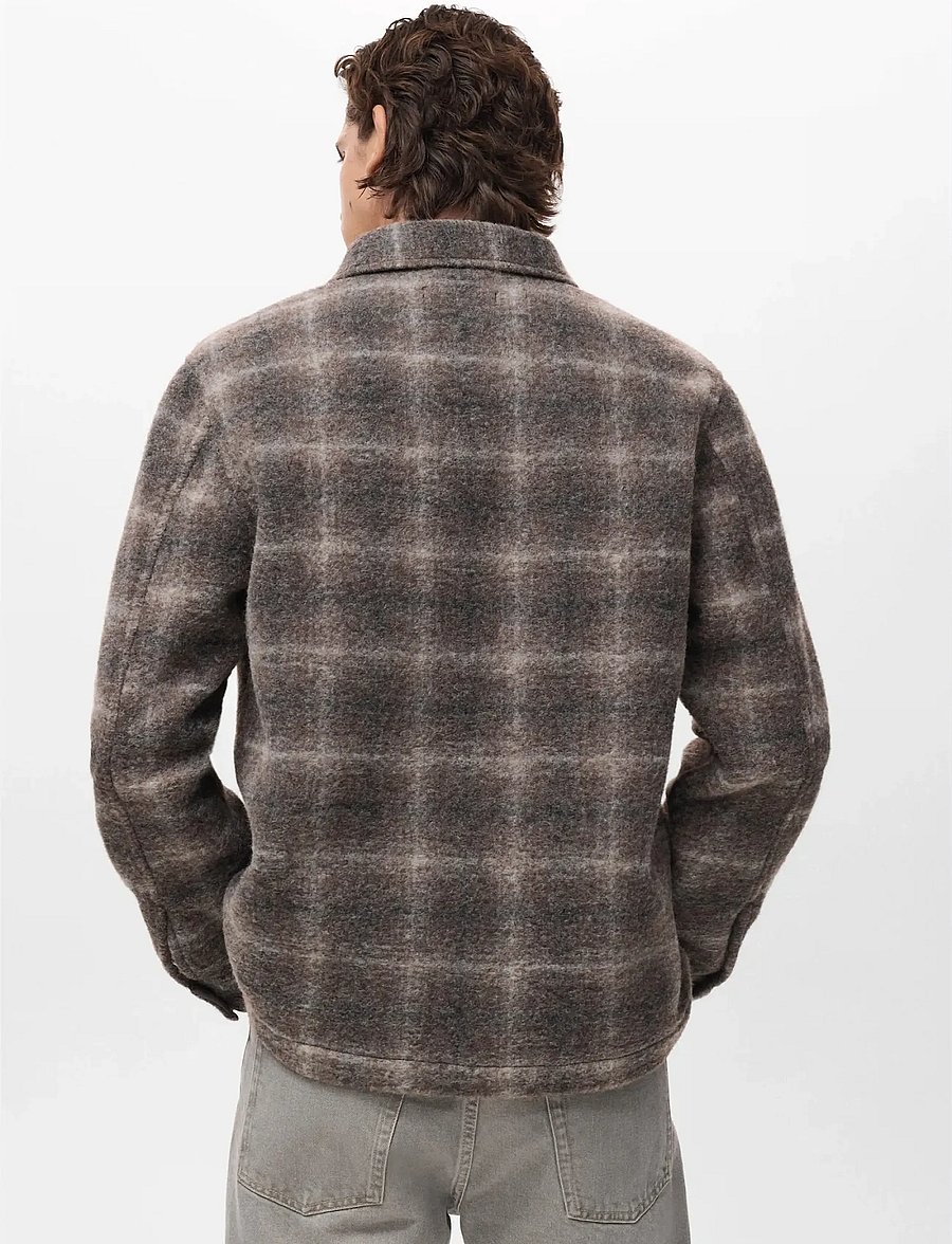 Mango - Check wool-blend overshirt - kollektioner - brown - 2