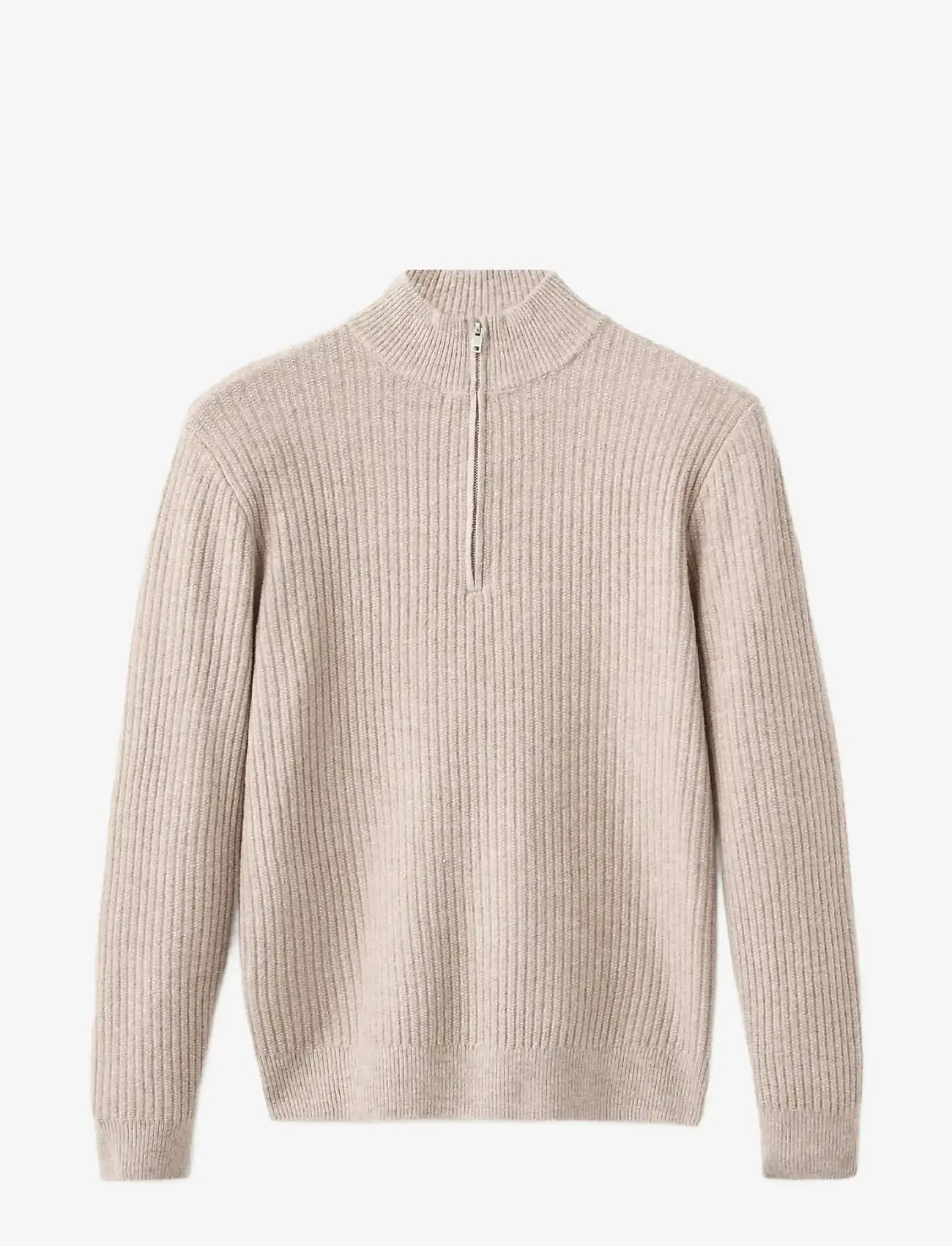 Mango - Ribbed sweater with zip neck - kõrge kaelusega džemprid - lt pastel brown - 1