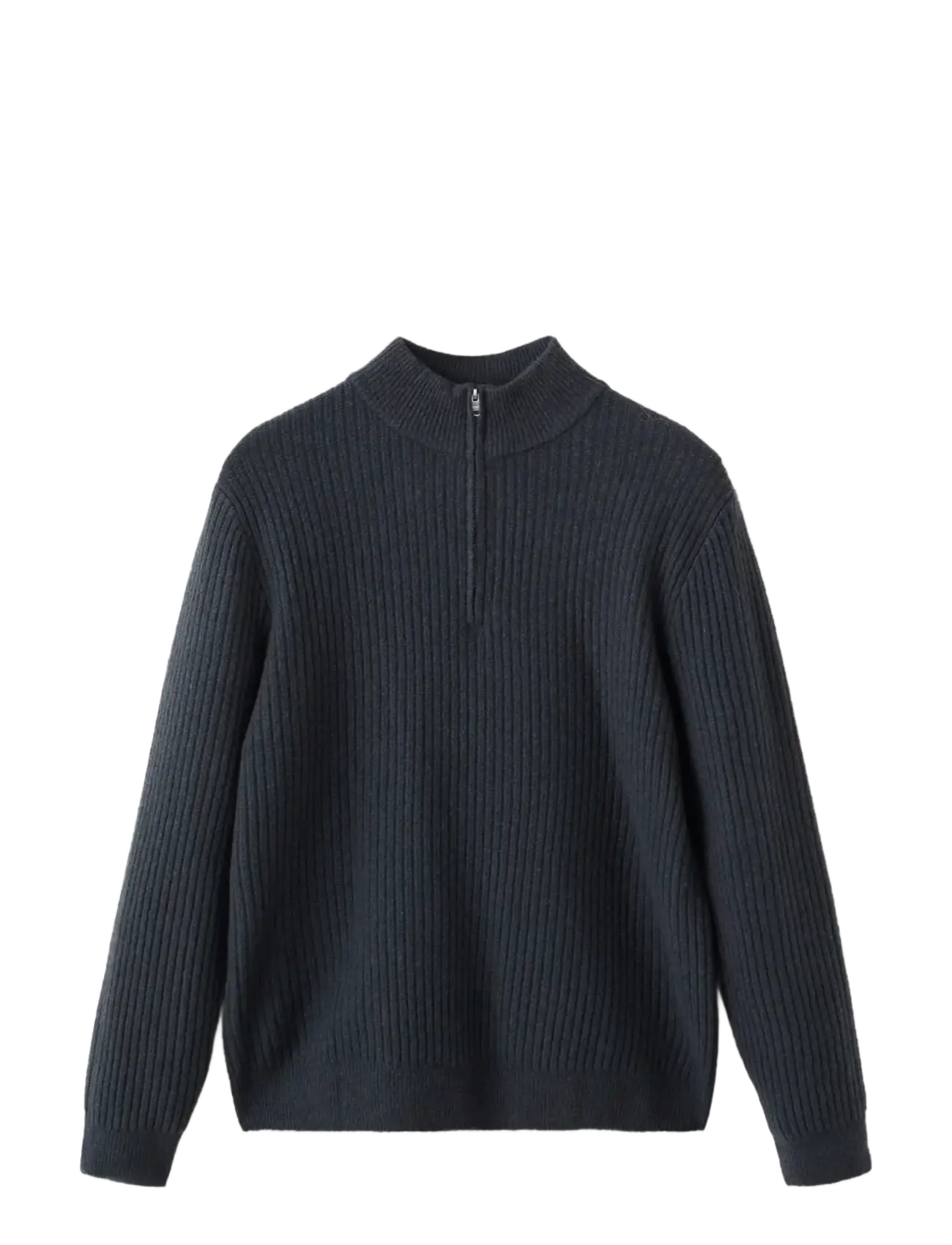 Mango Ribbed sweater with zip neck - Herbst-Deals - MEDIUM BLUE / navy