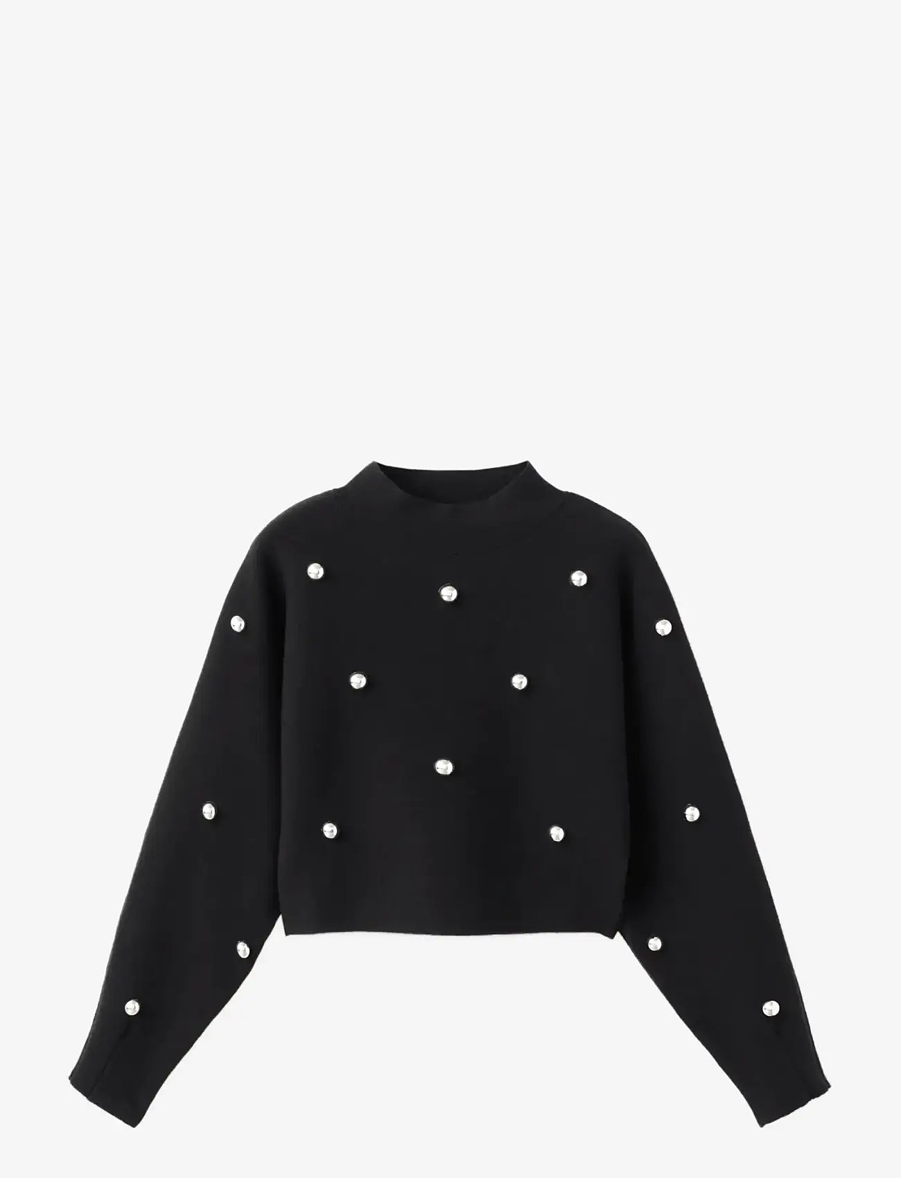 Mango - Perkins-neck sweater with spheres - stickade tröjor - black - 1