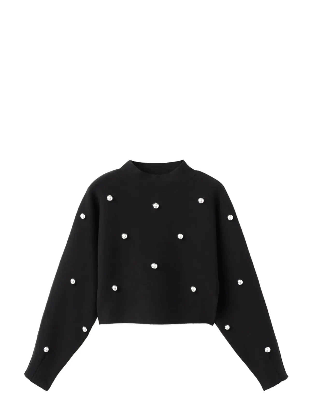 Mango Perkins-neck sweater with spheres - Kläder - BLACK / black