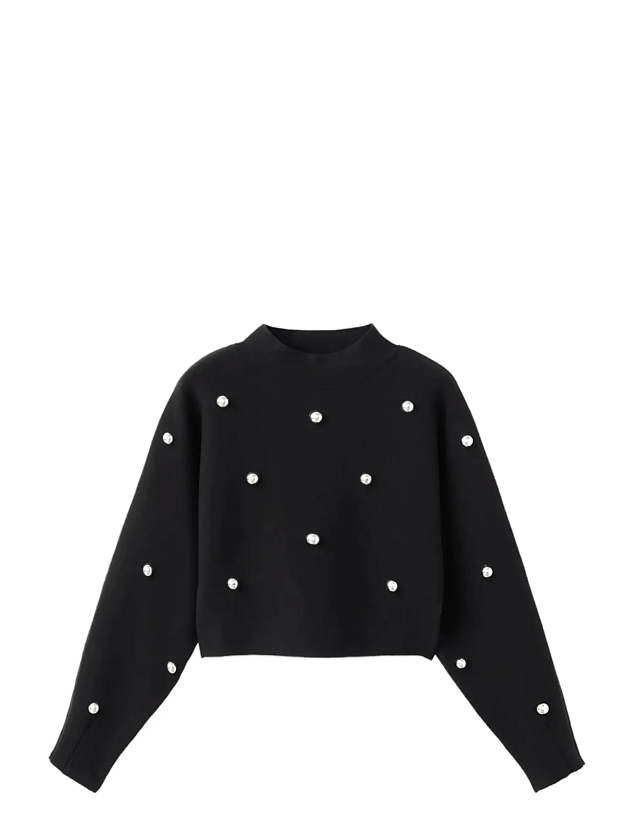 Mango - Perkins-neck sweater with spheres - stickade tröjor - black - 1