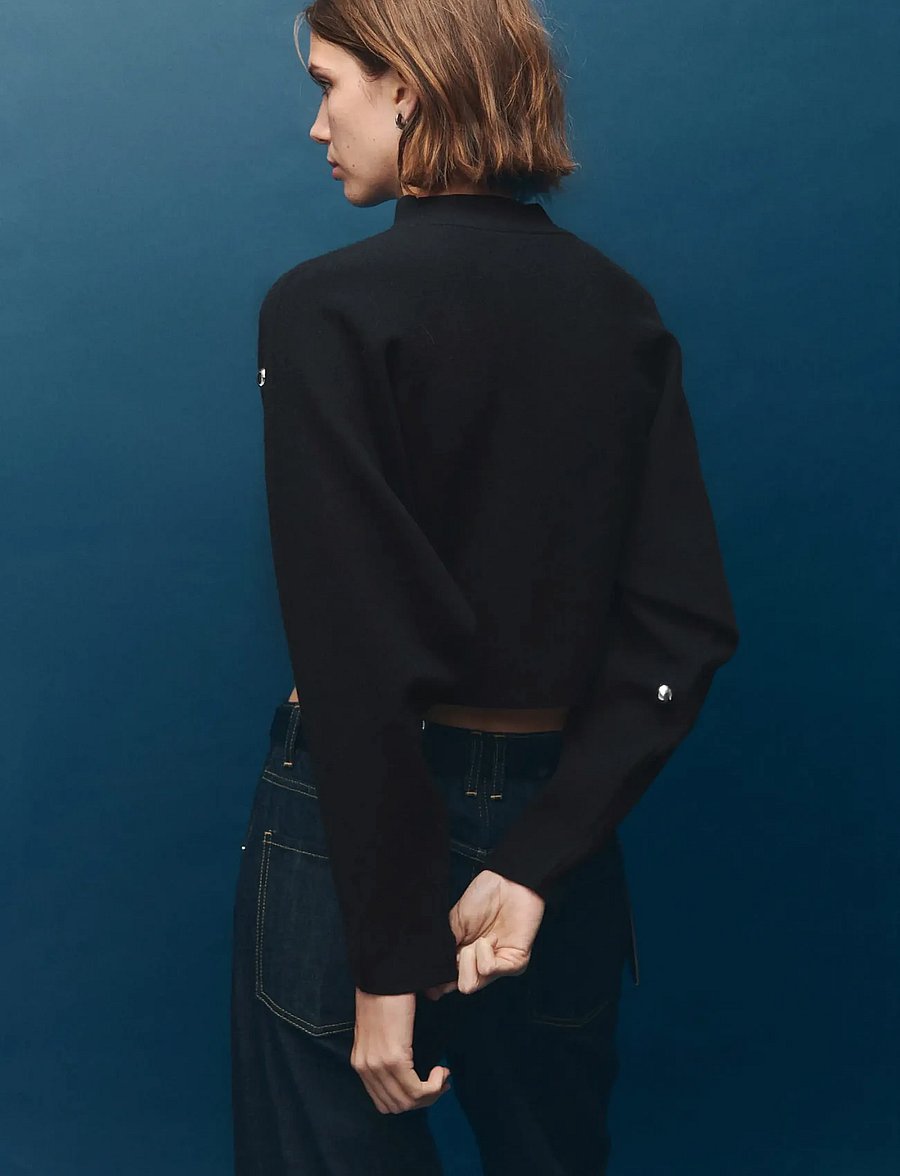 Mango - Perkins-neck sweater with spheres - stickade tröjor - black - 2