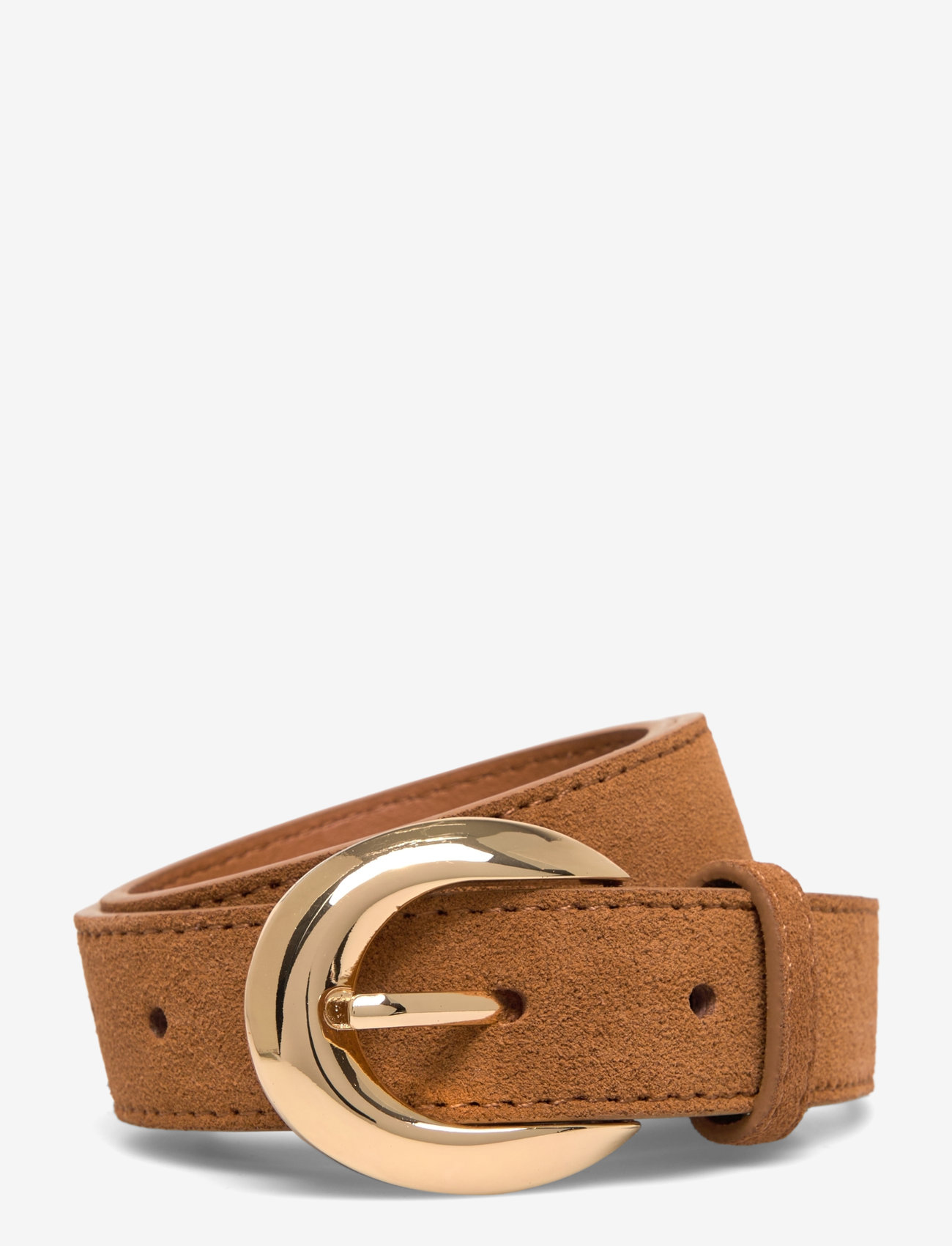 Mango - Leather belt with oval buckle - brown - 0