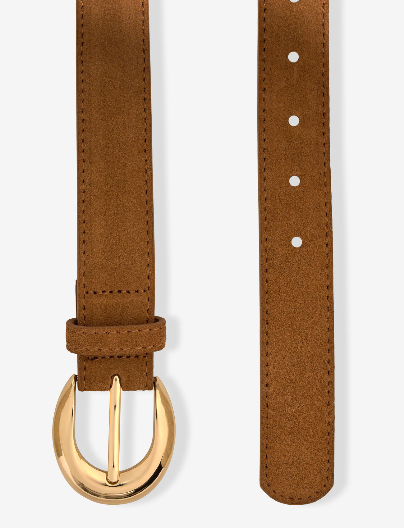 Mango - Leather belt with oval buckle - brown - 1