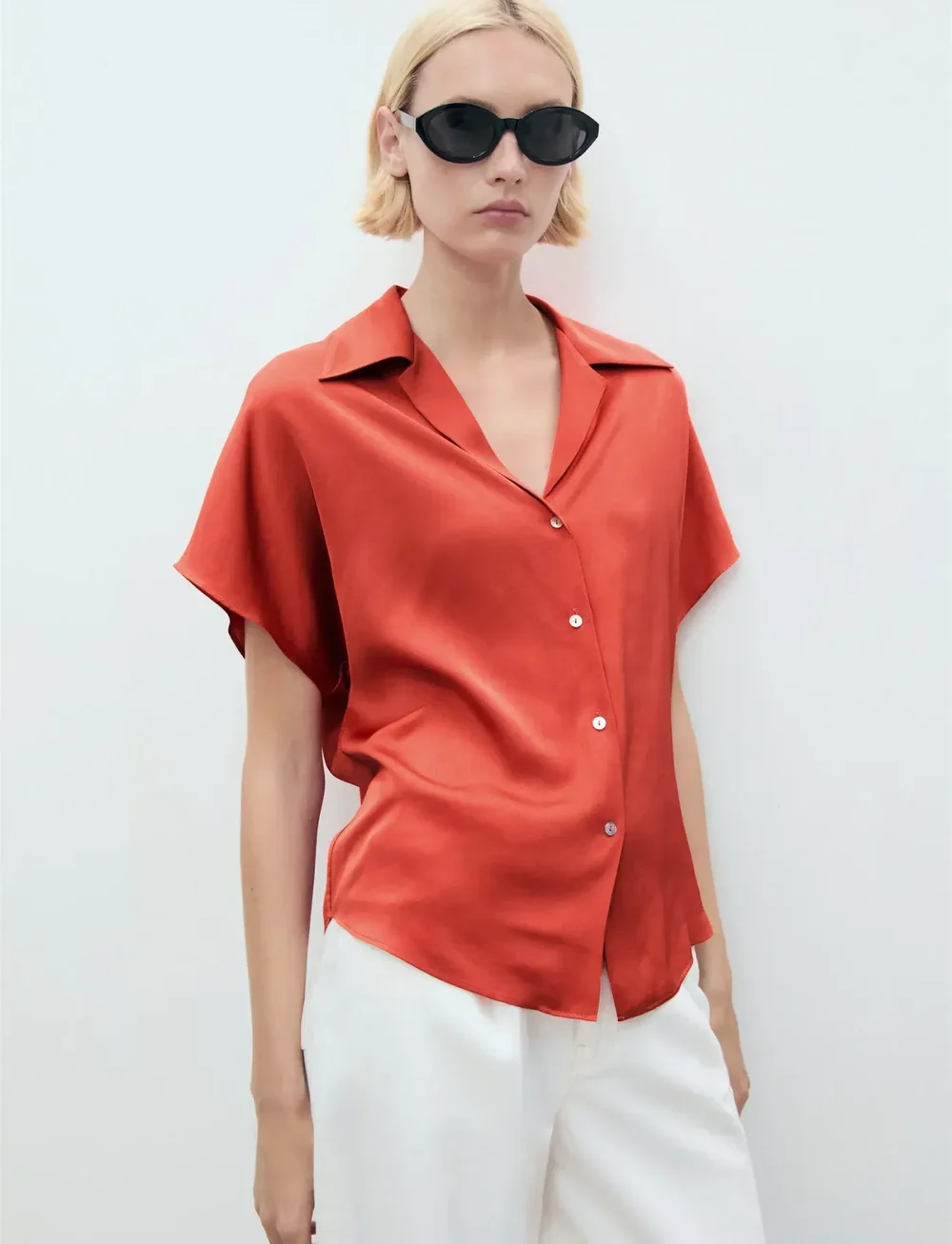 Mango - Short sleeve fluid shirt - kortærmede skjorter - red - 0