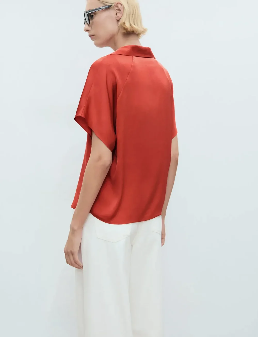 Mango - Short sleeve fluid shirt - kortærmede skjorter - red - 3