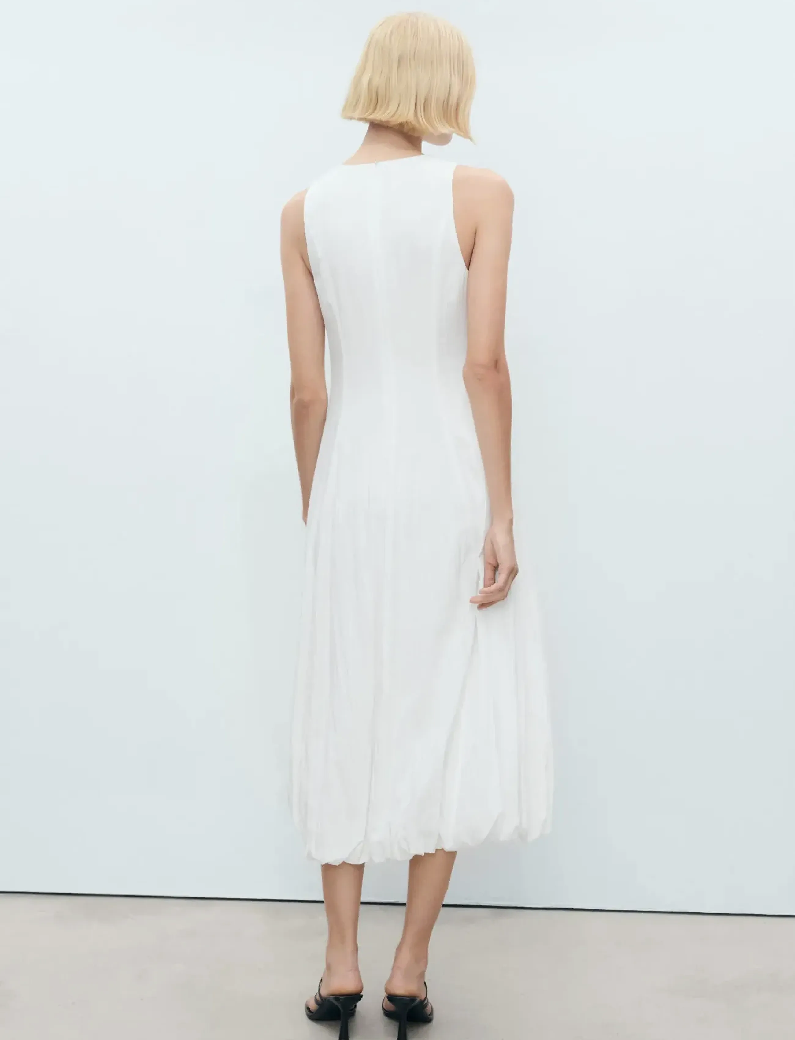 Mango - Long balloon dress - white - 3