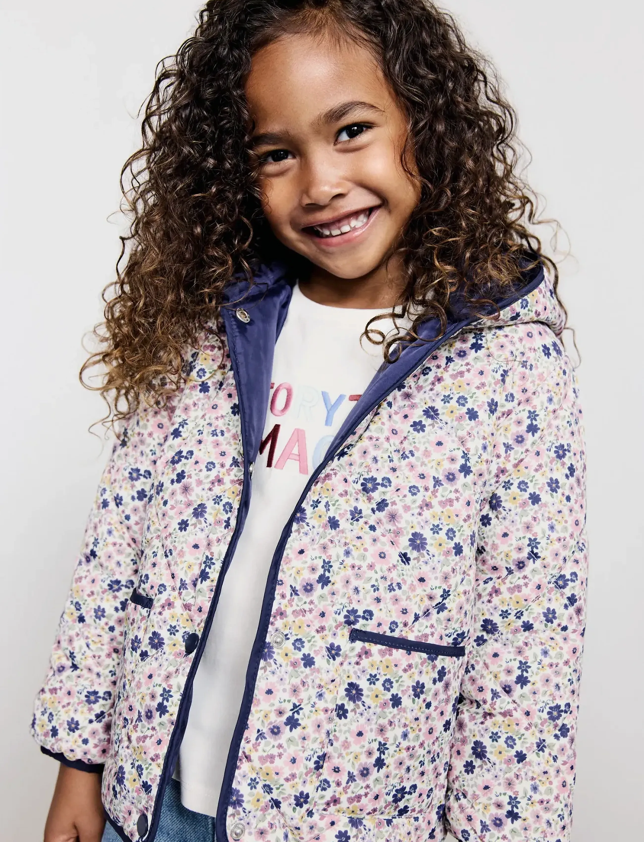 Mango Flowers Print Quilted Anorak, 9-12M, Jackets & Coats, Mehrfarbig/gemustert - Jackets, Kinder