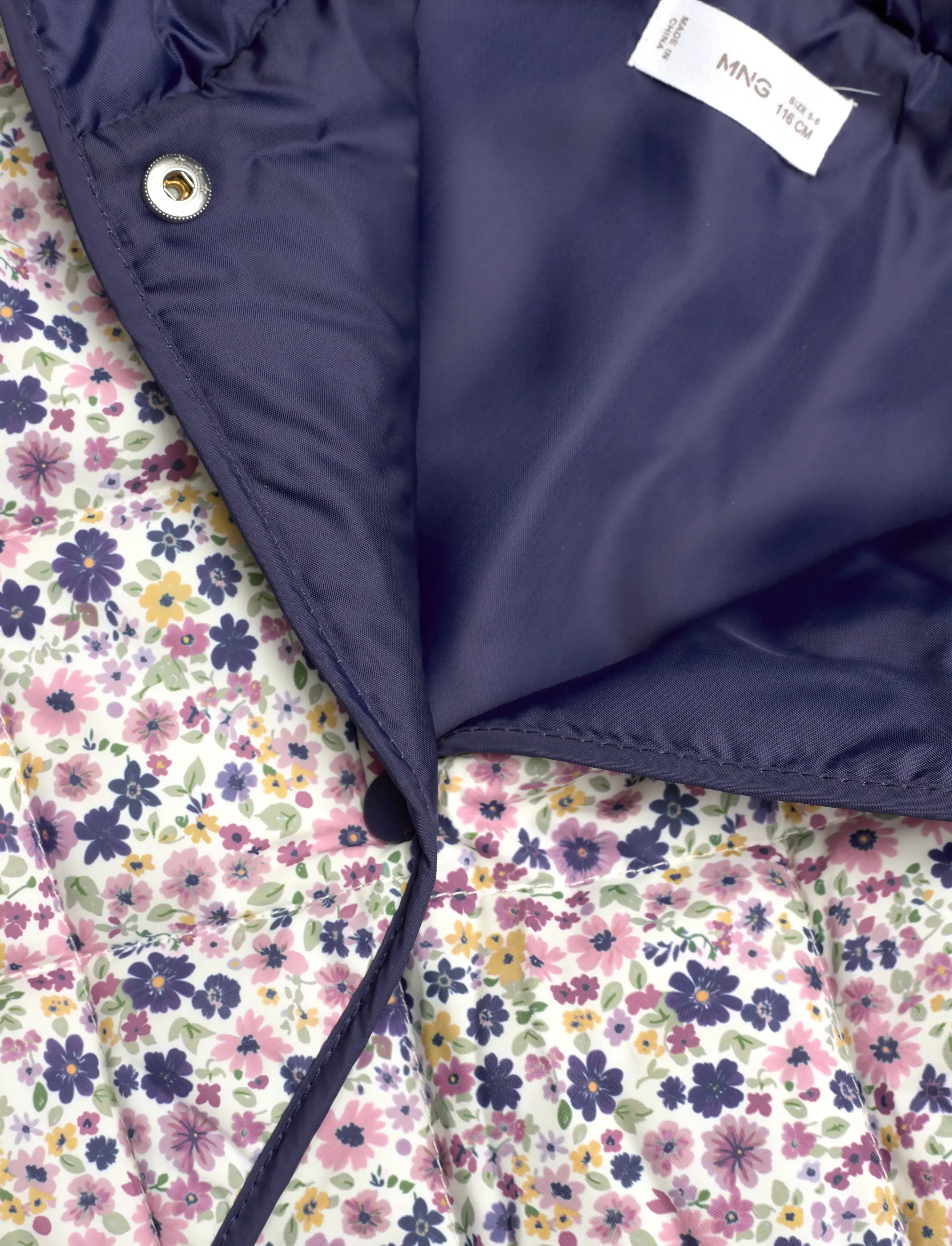 Mango - Flowers print quilted anorak - fall jackets - navy - 3